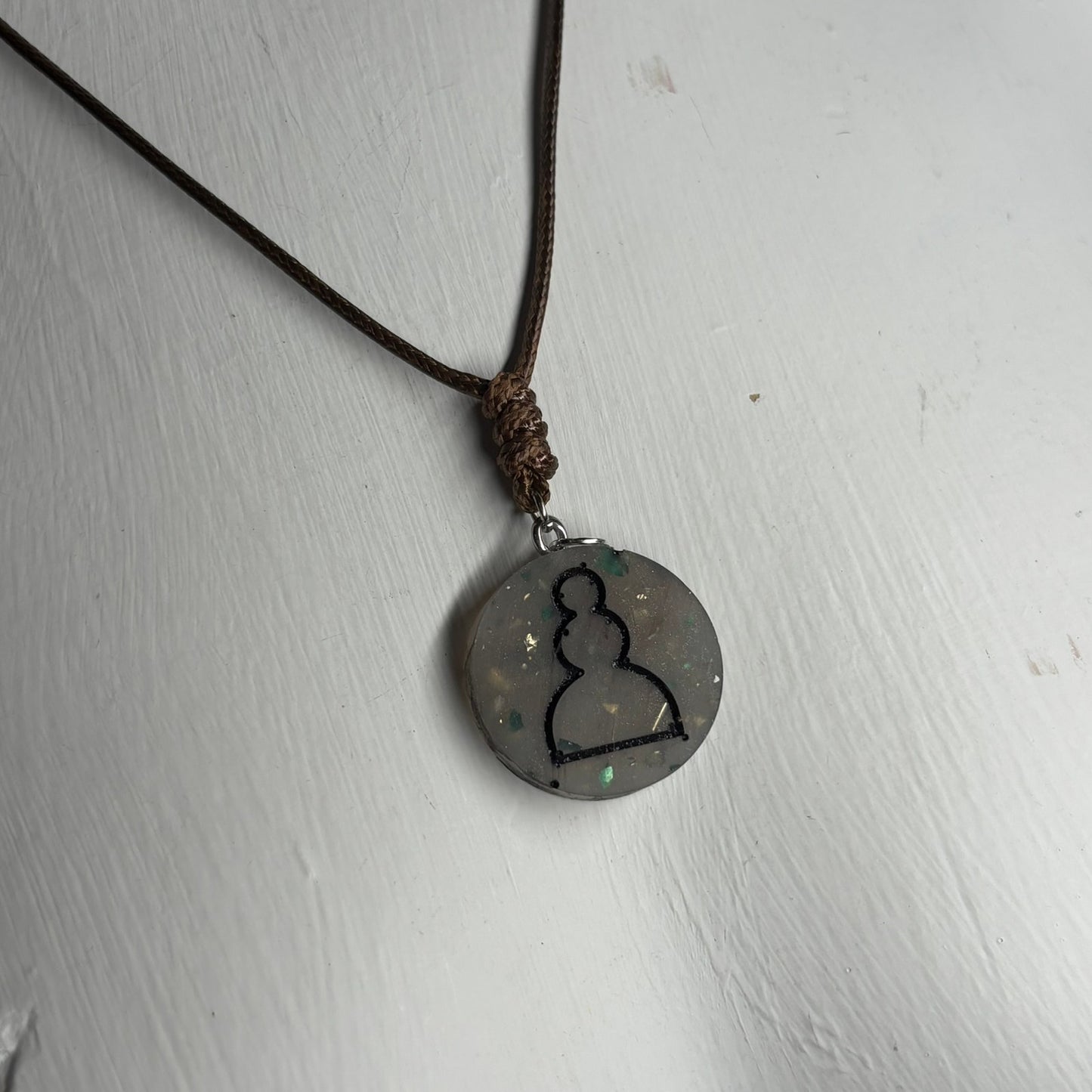 Classic Gray Pawn - Handmade Resin Chess Necklace