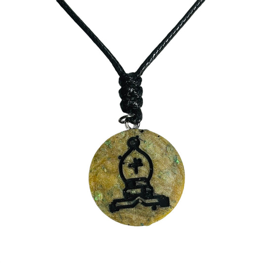 Classic Yellow/Brown Bishop - Handmade Resin Chess Necklace