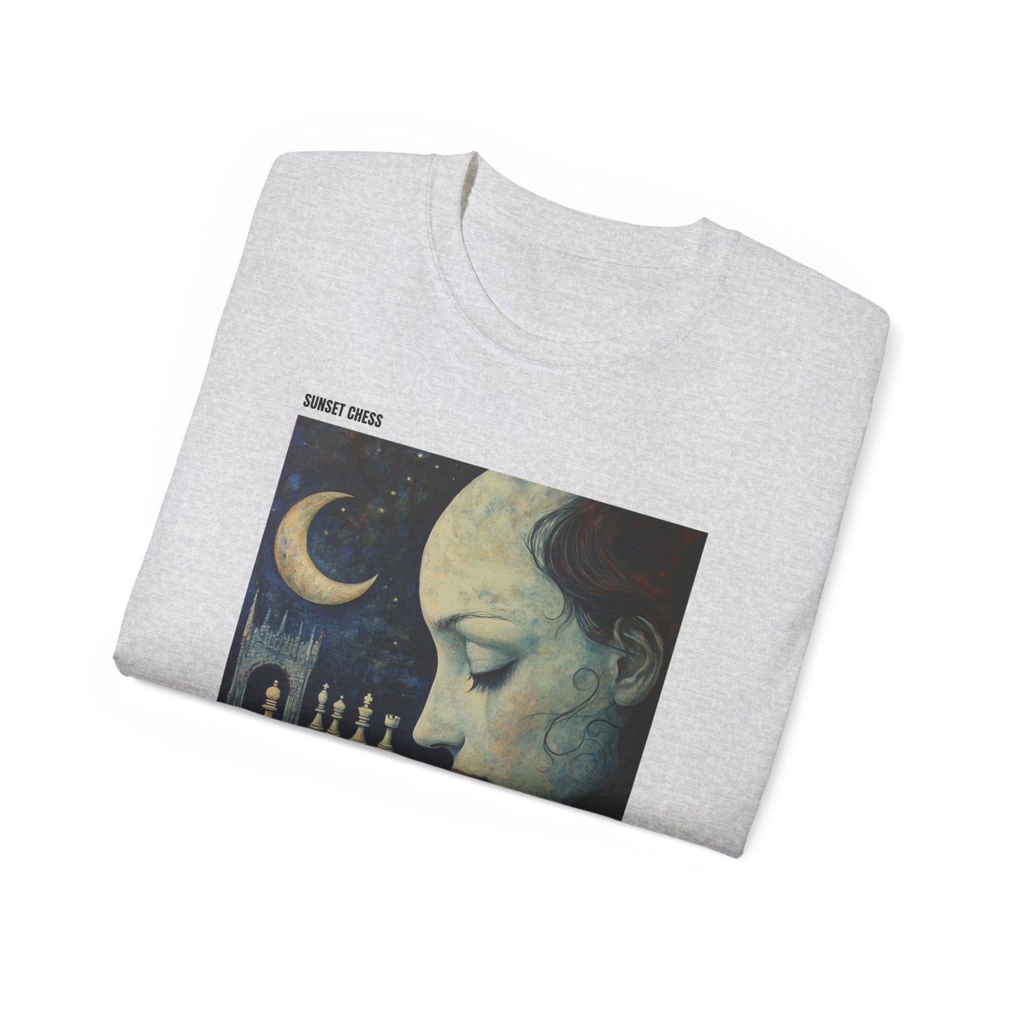 Woman Moon Play - Light Gray Chess T Shirt