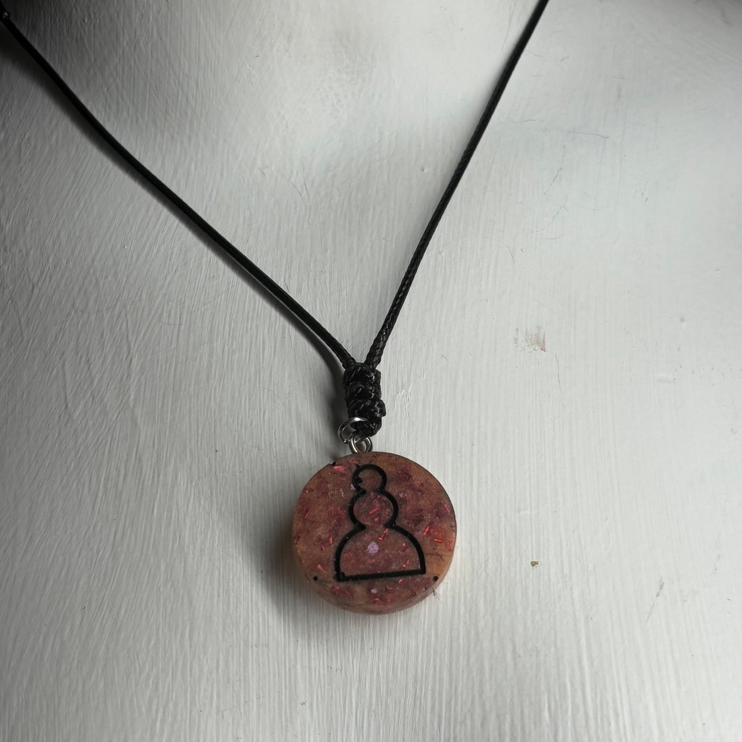 Orange Fire Red Pawn - Handmade Resin Chess Necklace