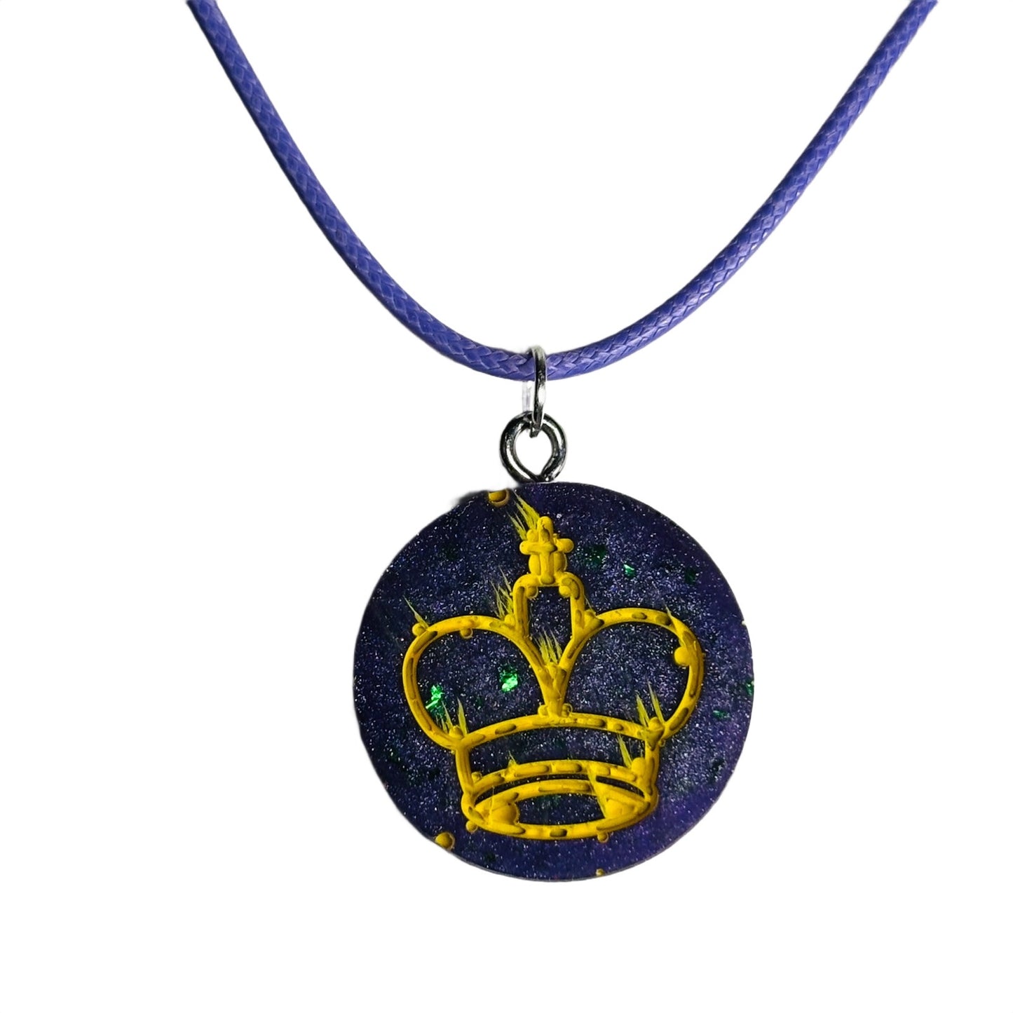 Purple Crystal King - Handmade Resin Chess Necklace
