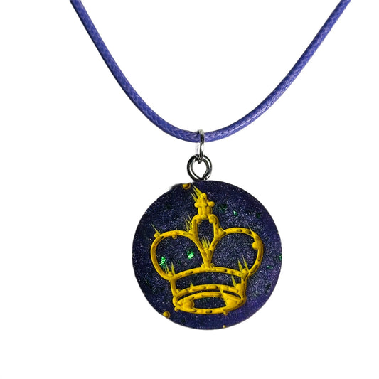 Purple Crystal King - Handmade Resin Chess Necklace