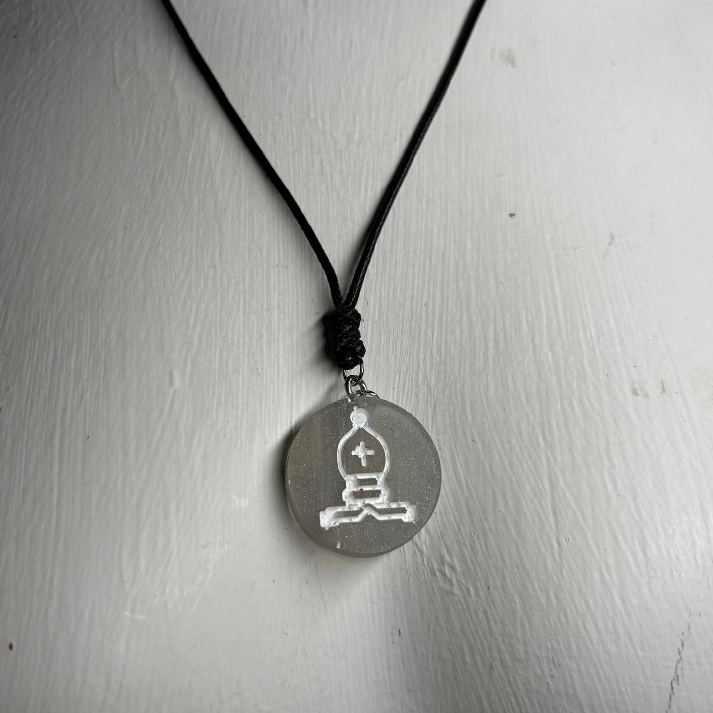 White Bishop - Handmade Resin Chess Necklace