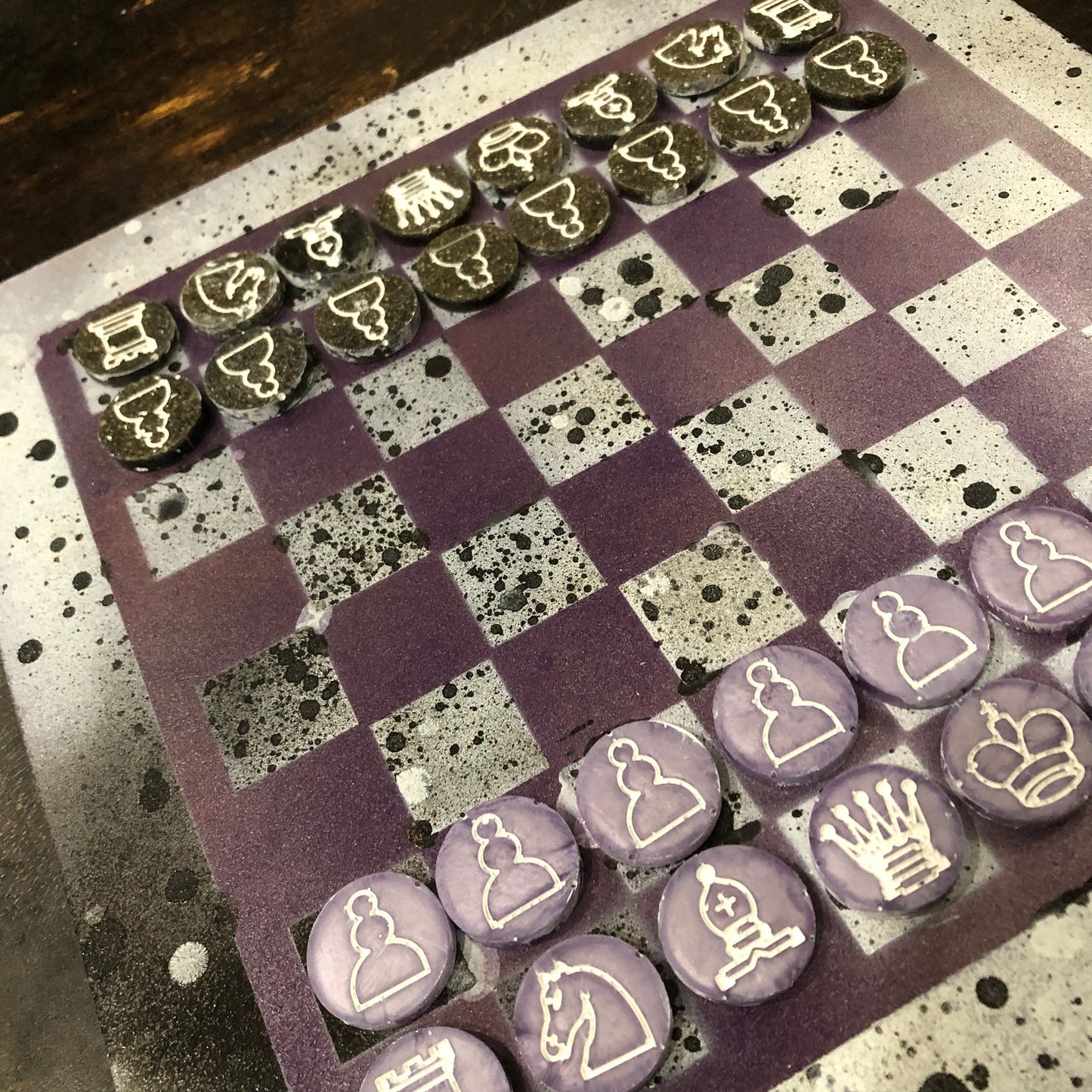 Speckled Purple - Painted Chess Set