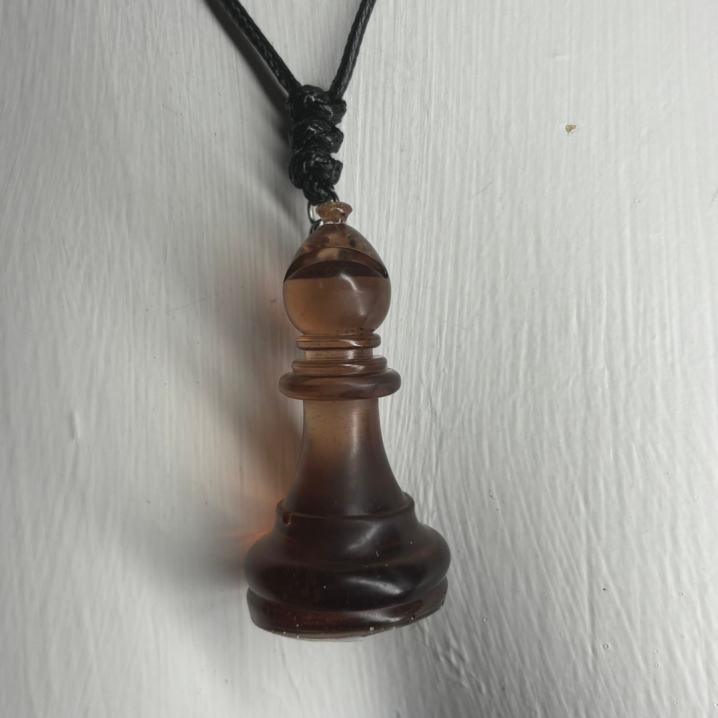 Coffee Brown Bishop - Handmade Resin Chess Necklace