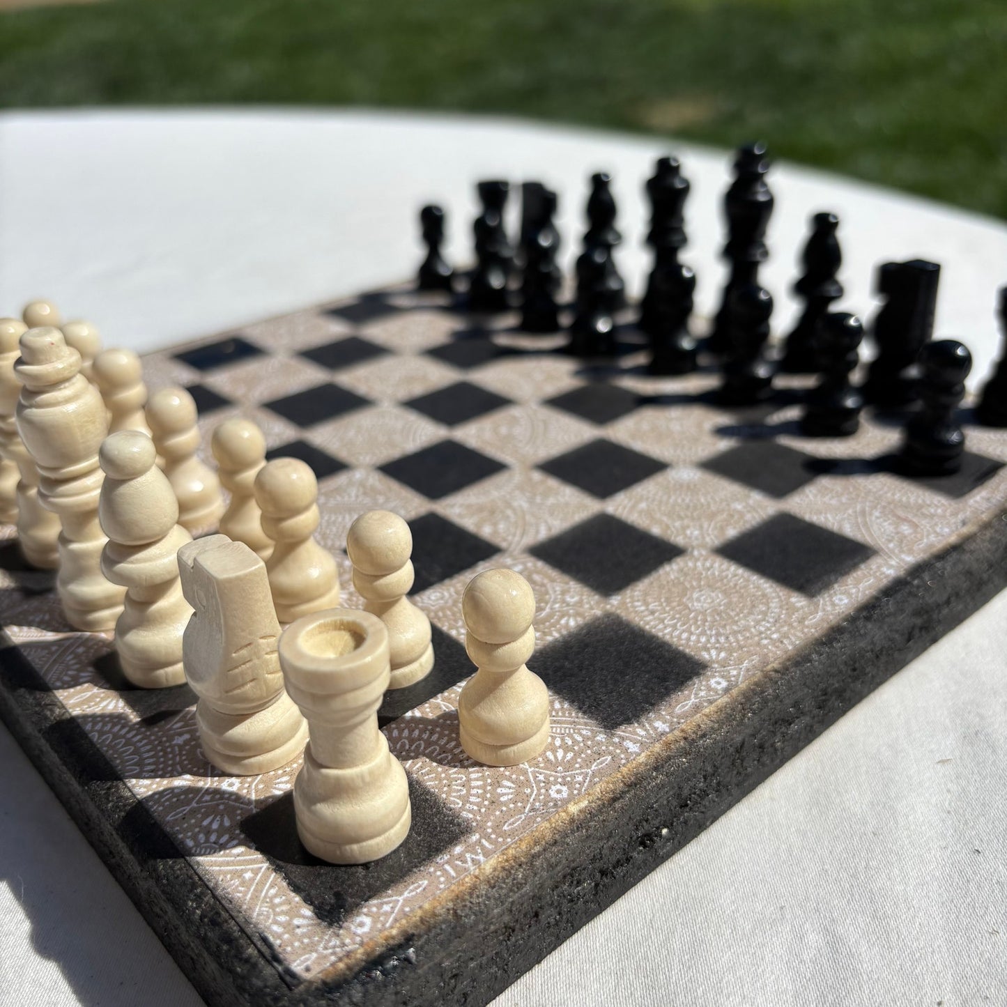 Vintage Cream Pattern - Scrapbook Chess Set