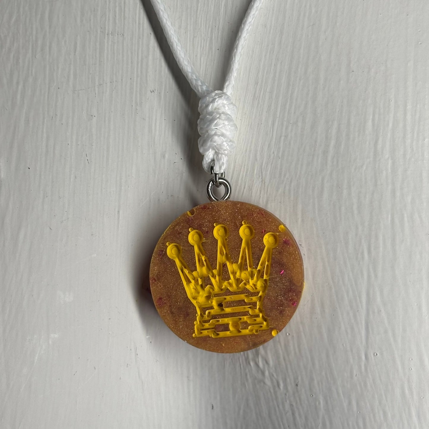 Orange Queen - Handmade Resin Chess Necklace