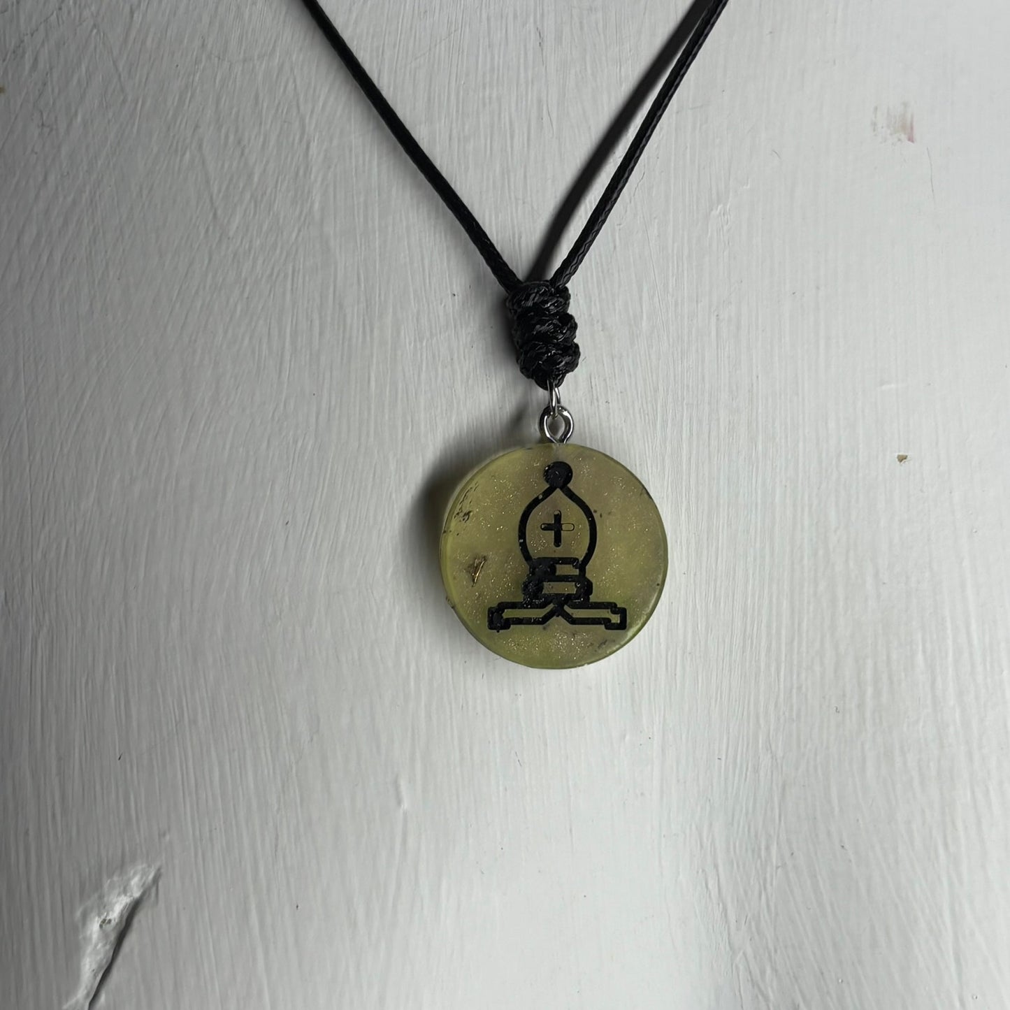 Yellow Bishop - Handmade Resin Chess Necklace