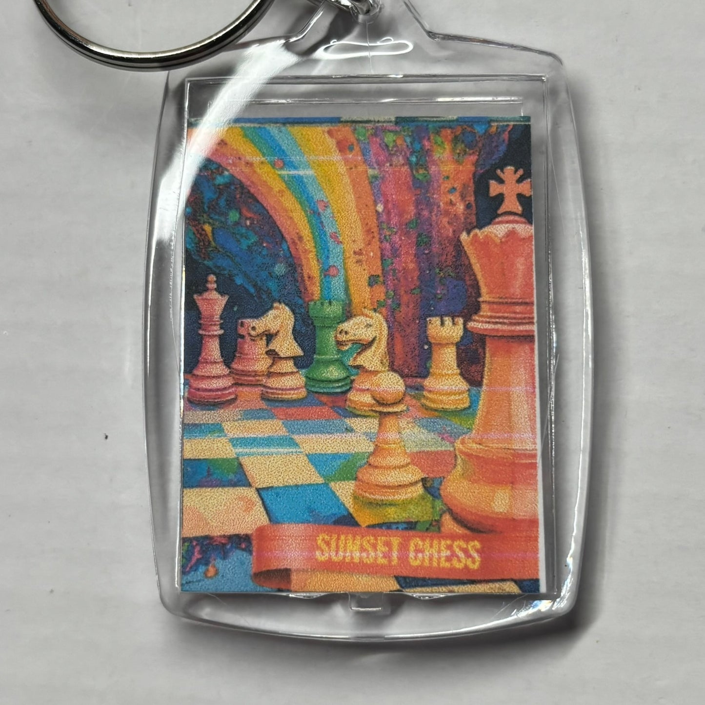 Rainbow - Chess  Photo Keychain