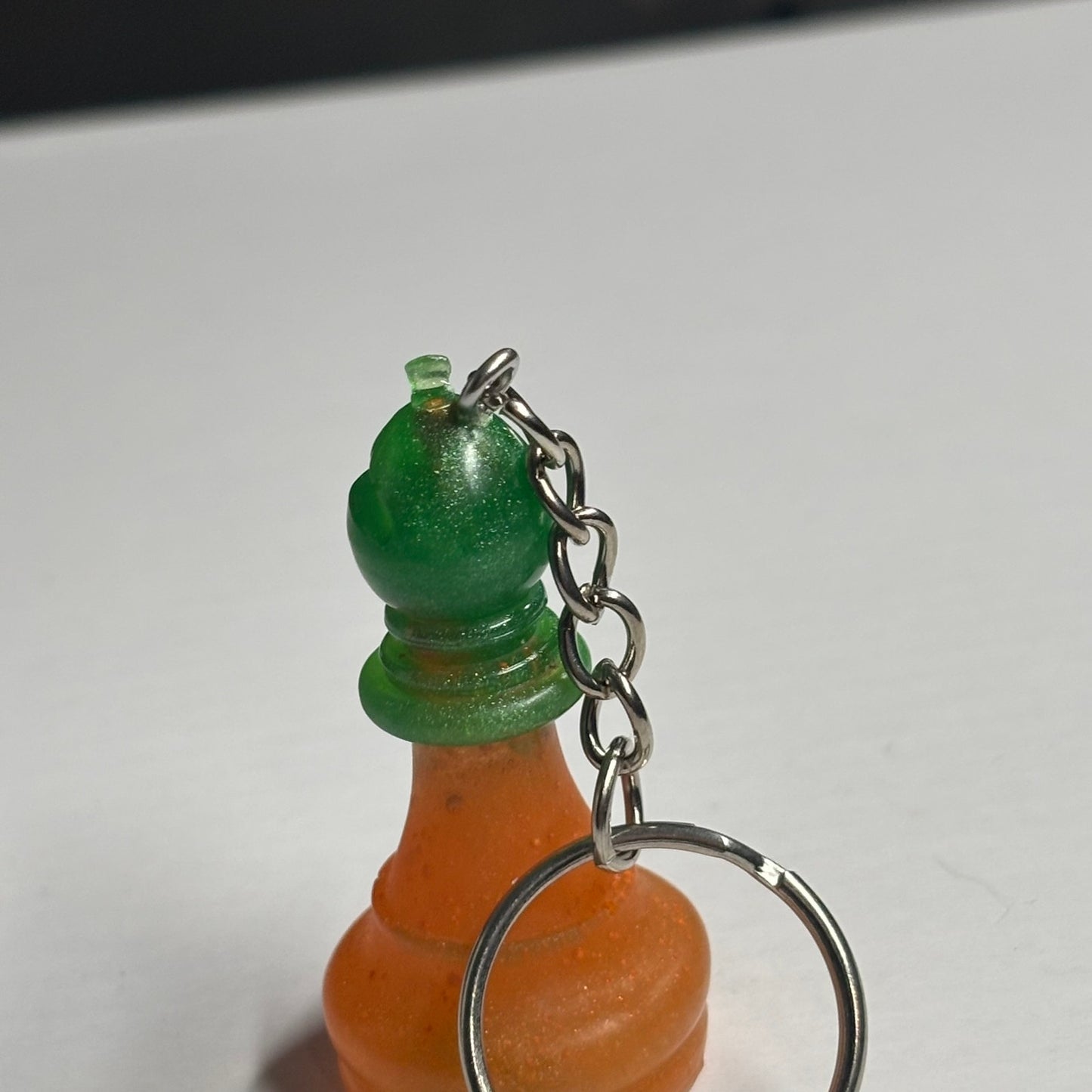 Green & Orange Bishop - Handmade Resin Keychain