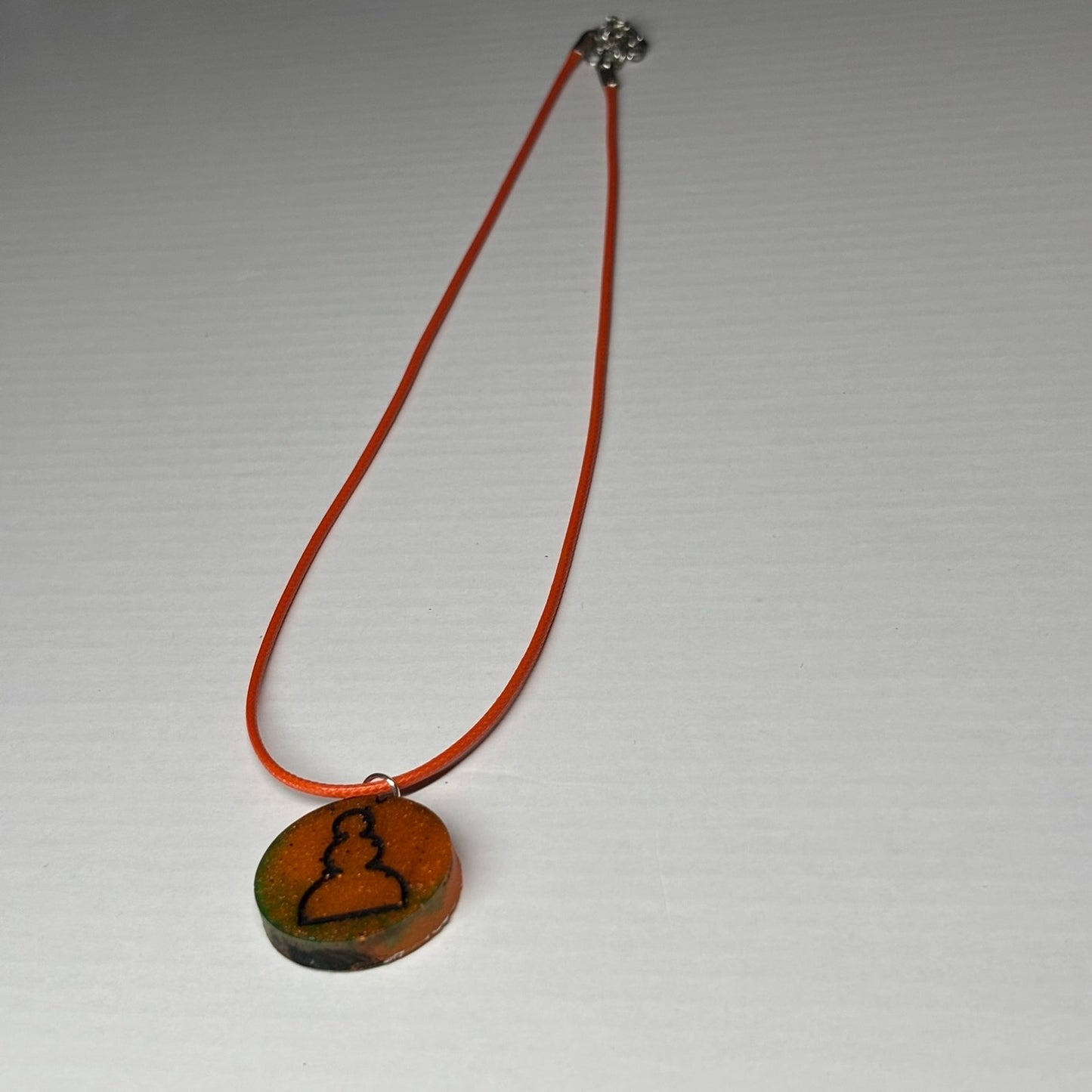 Orange Pawn - Handmade Resin Chess Necklace