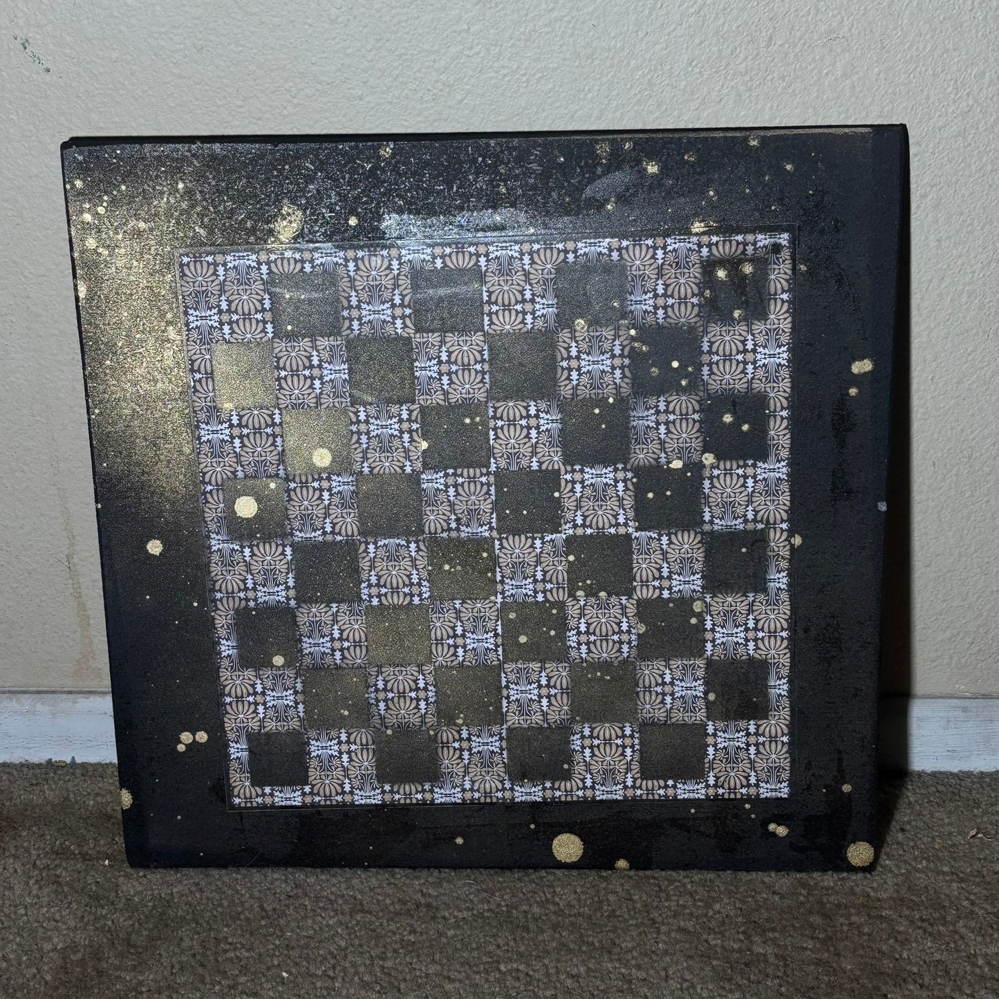 Brown Black Royal Pattern - Large Scrapbook Chess Board