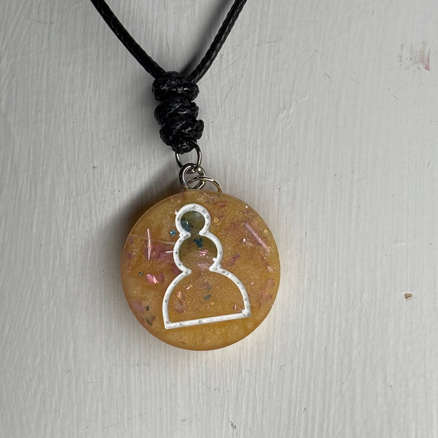 Yellow Crystal Pawn - Handmade Resin Chess Necklace