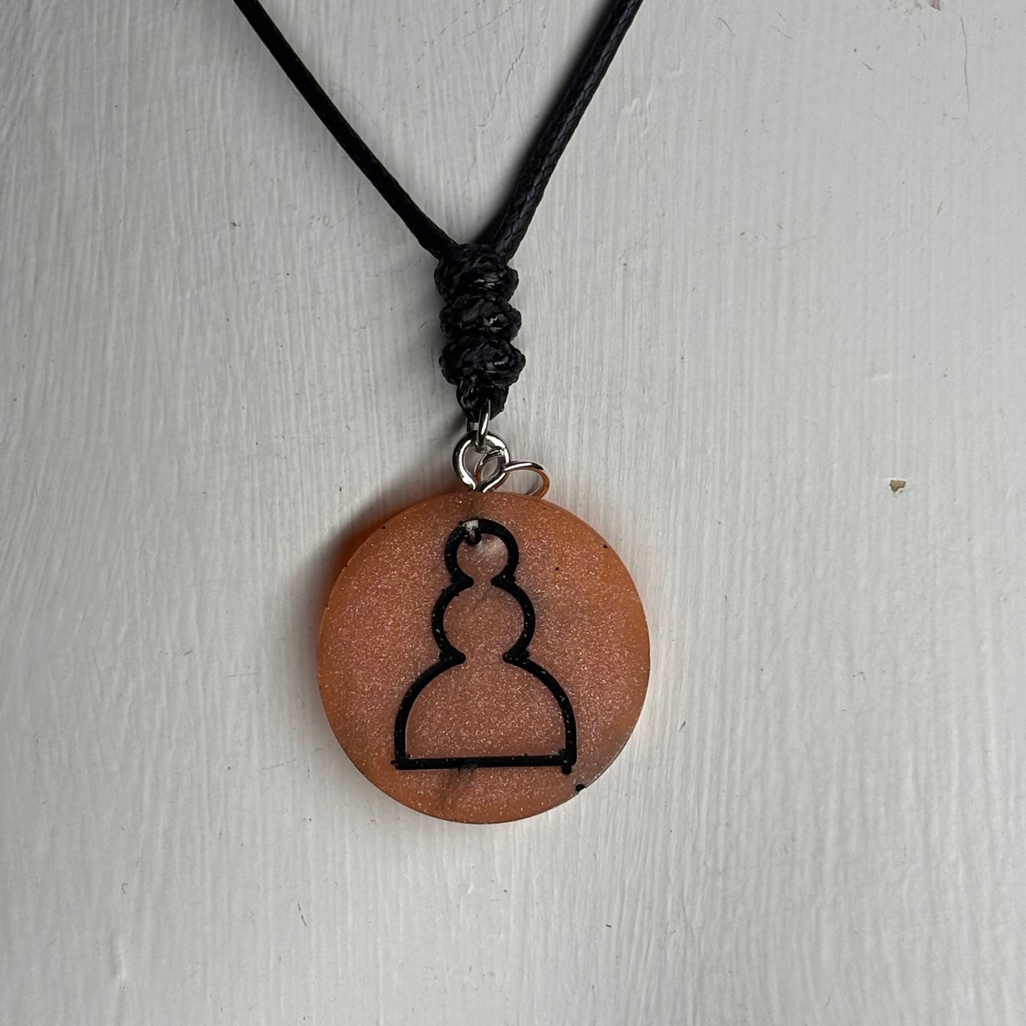 Orange Pawn - Handmade Resin Chess Necklace