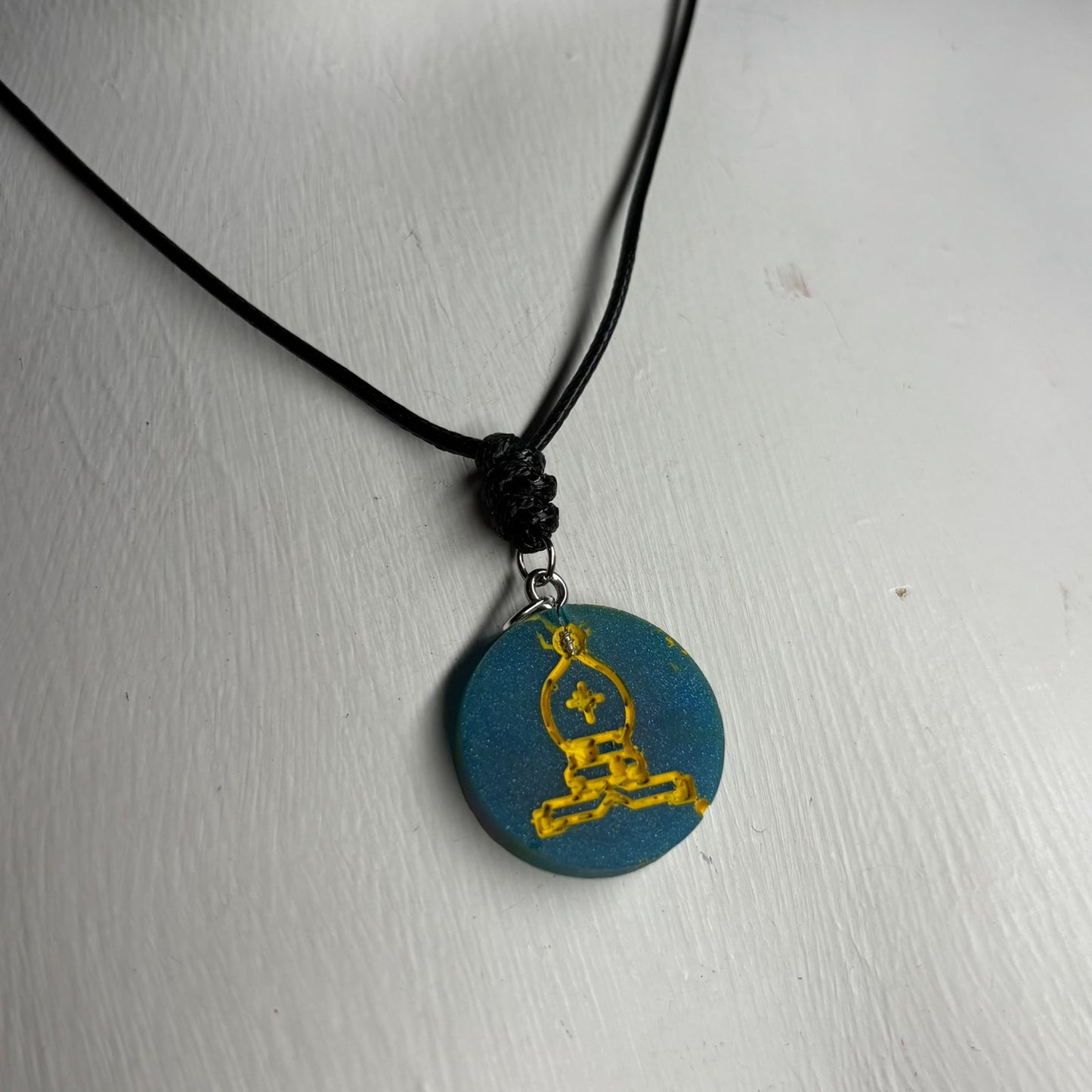 Blue Bishop - Handmade Resin Chess Necklace
