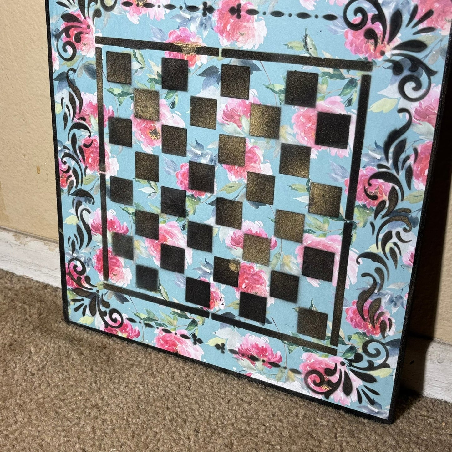 Blue Sky Flowers - Scrapbook Chess Board