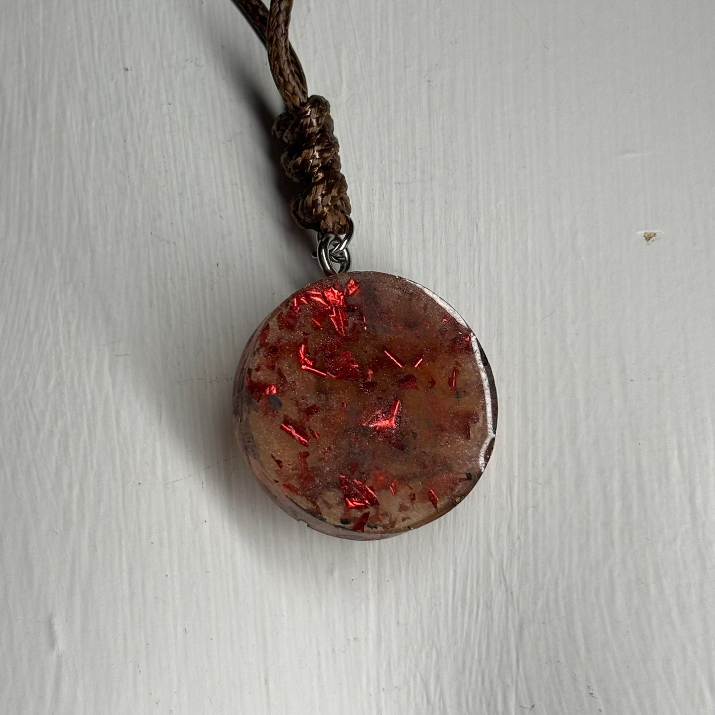 Dark Crystal Orange Bishop - Handmade Resin Chess Necklace