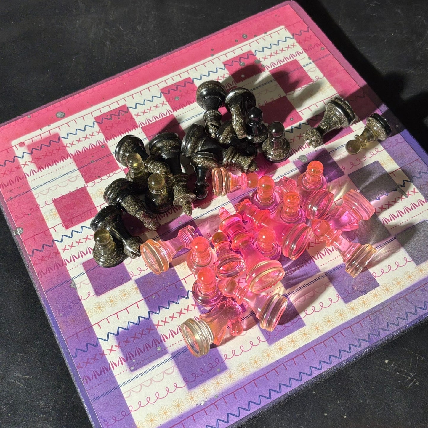 Pink & Purple Mix - Scrapbook Chess Set