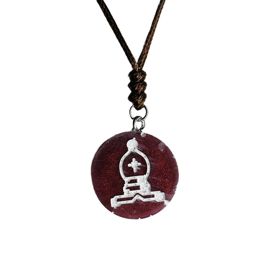Ember Red Bishop - Handmade Resin Chess Necklace