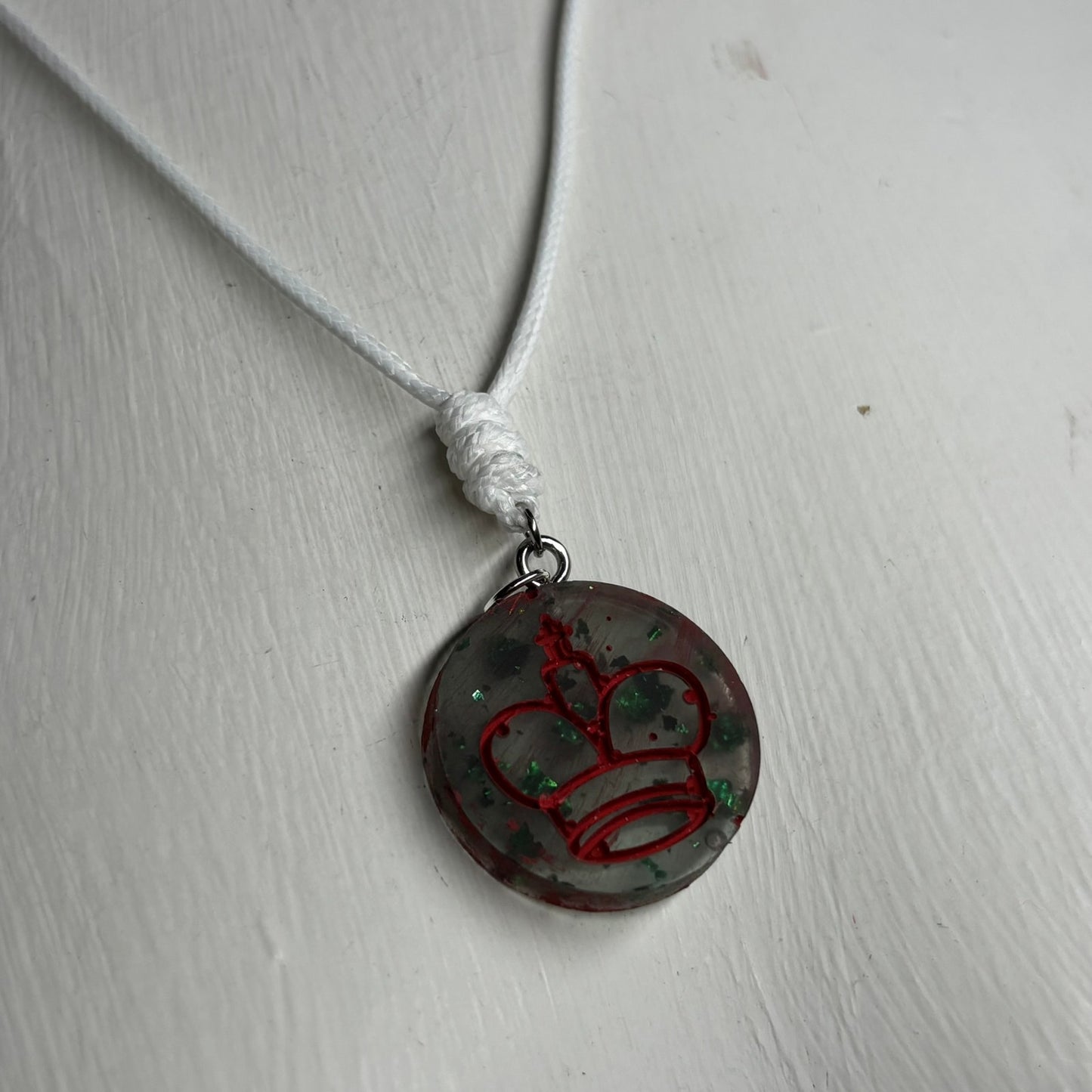 Red Print King - Handmade Resin Chess Necklace