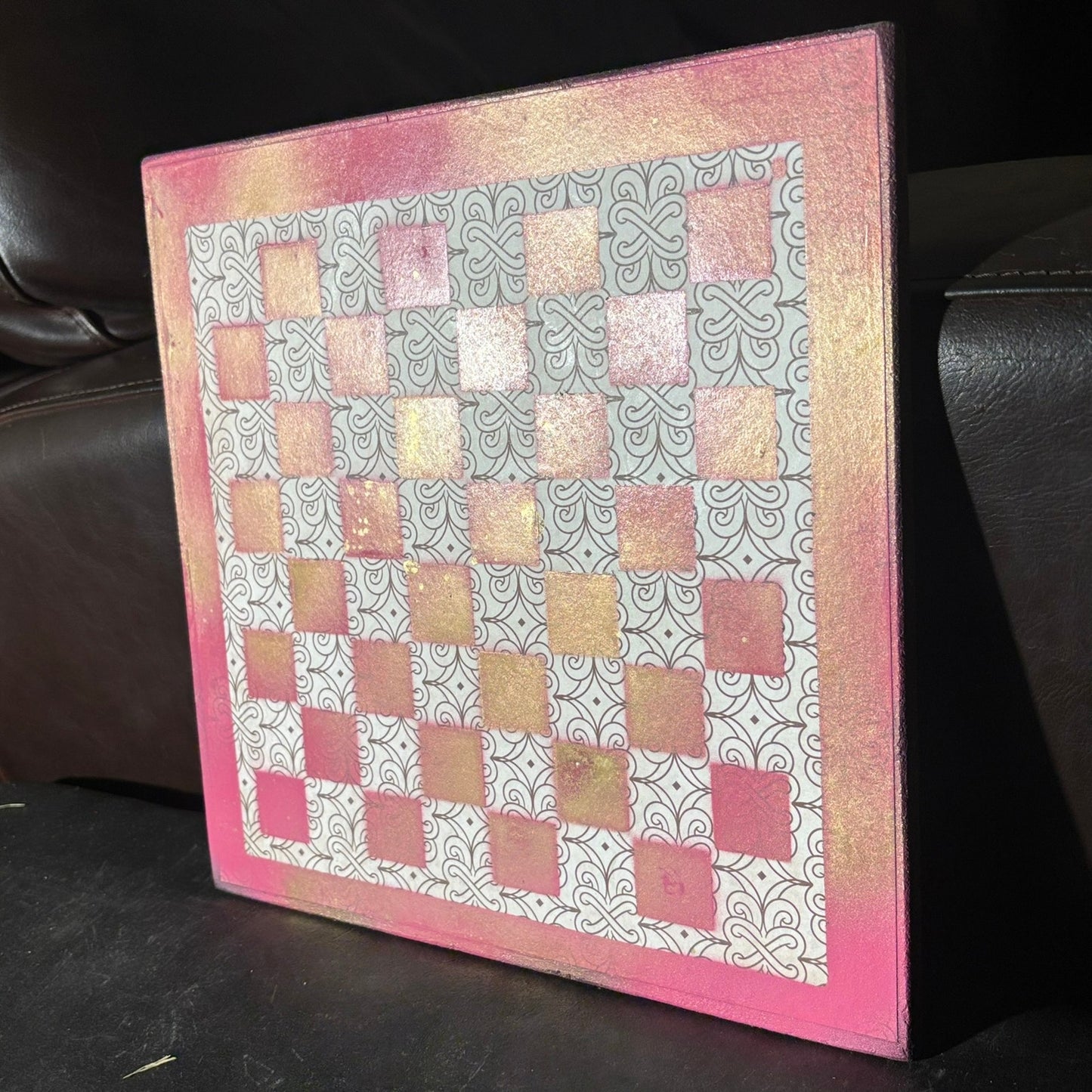 Pink & White - Scrapbook Chess Board