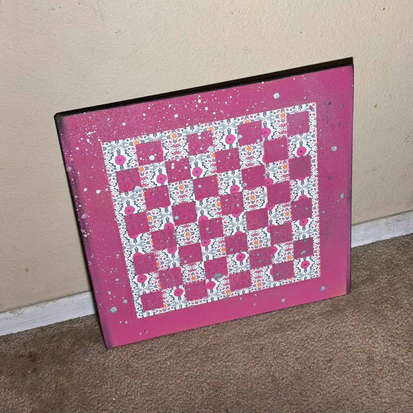 Pink Vintage Pattern - Large Scrapbook Chess Board