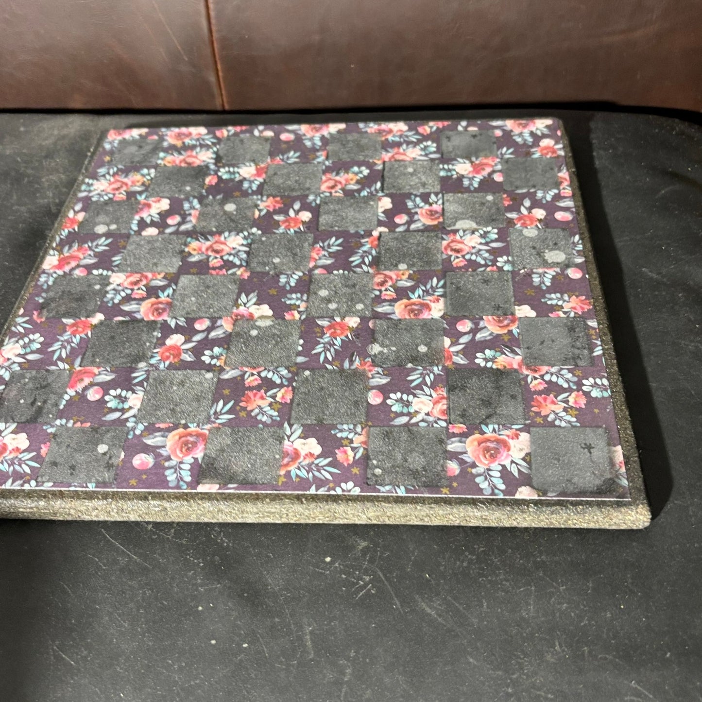 Supreme Dark Flowers - Scrapbook Chess Board
