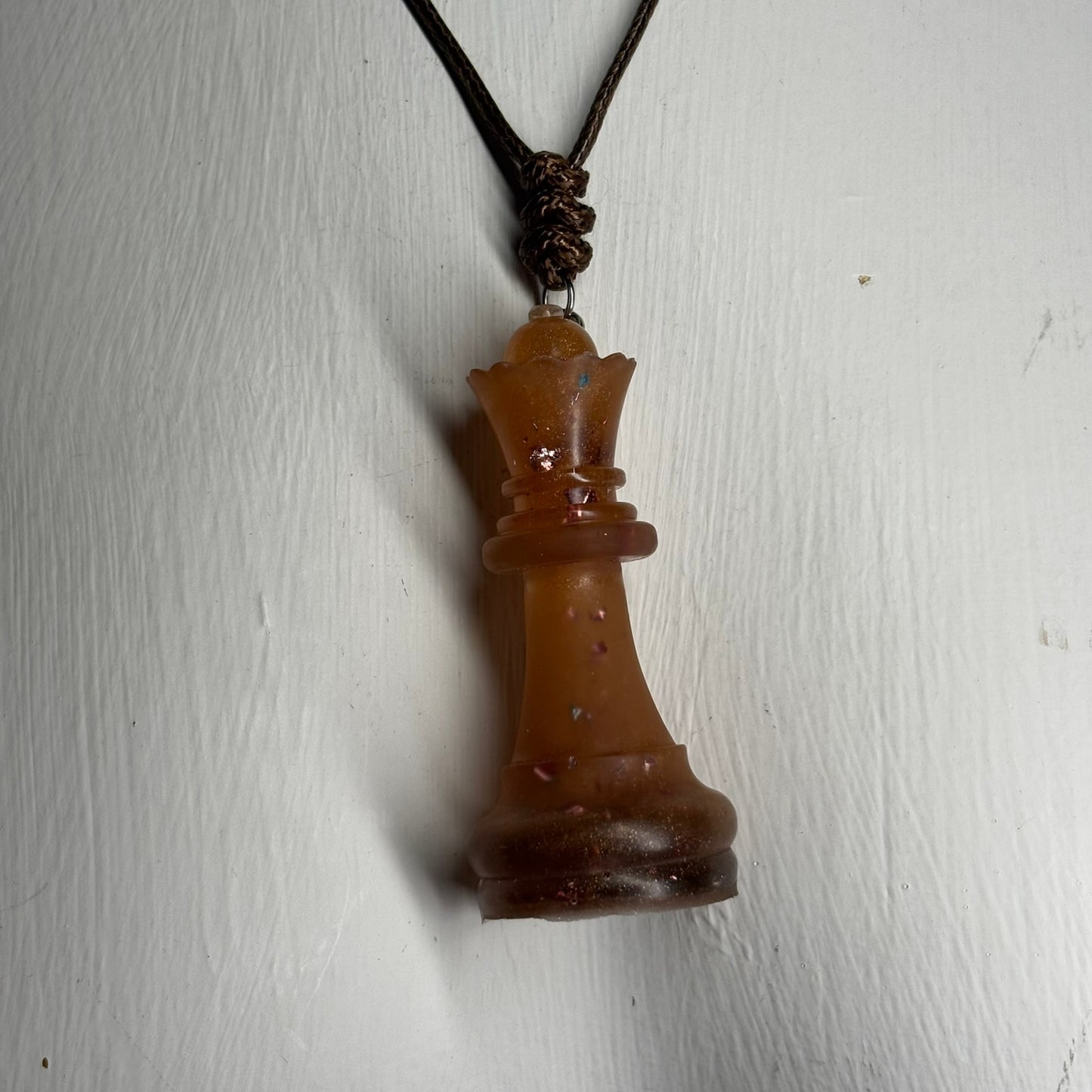 Vintage Orange Queen - Handmade Resin Chess Necklace