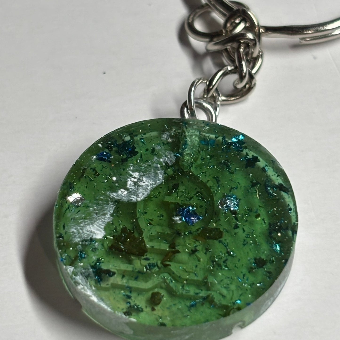 Emerald Green Bishop Handmade Resin Keychain - Flat Edition