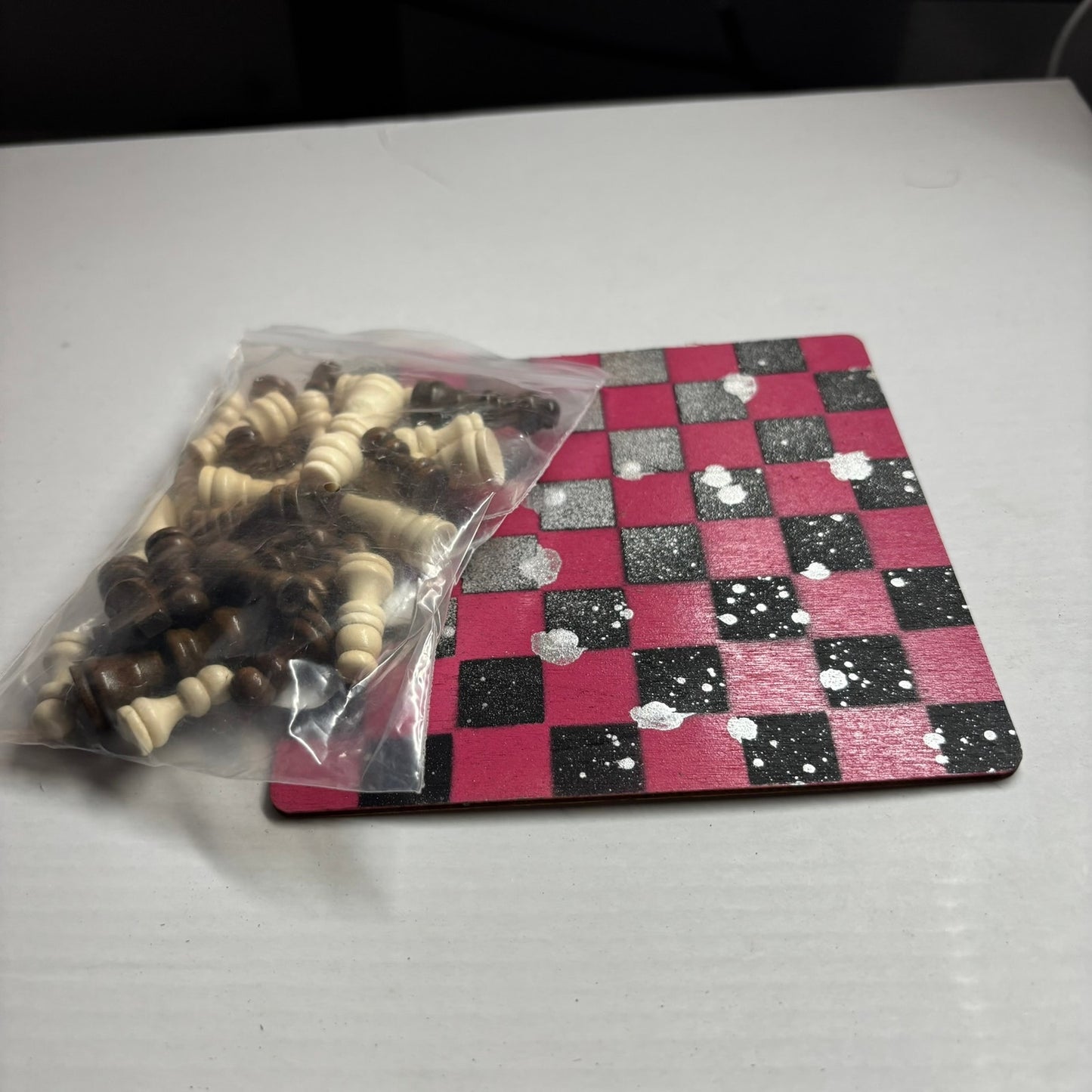 Red & Black Chrome Drip - Mini Chess Set