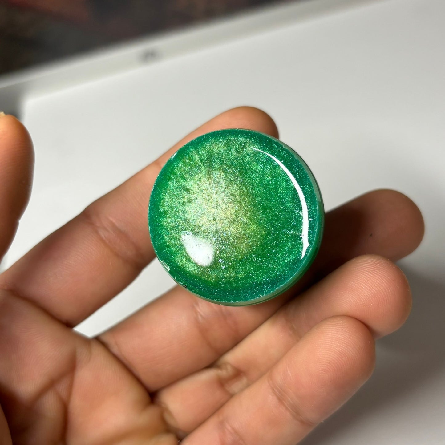 Lime Green Queen - Handmade Resin Keychain - Large Edition