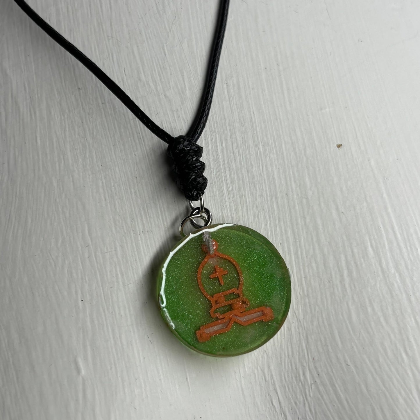 Green Bishop - Handmade Resin Chess Necklace