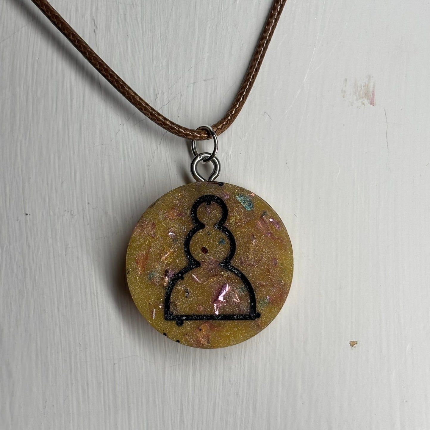 Crystal Yellow Pawn - Handmade Resin Chess Necklace