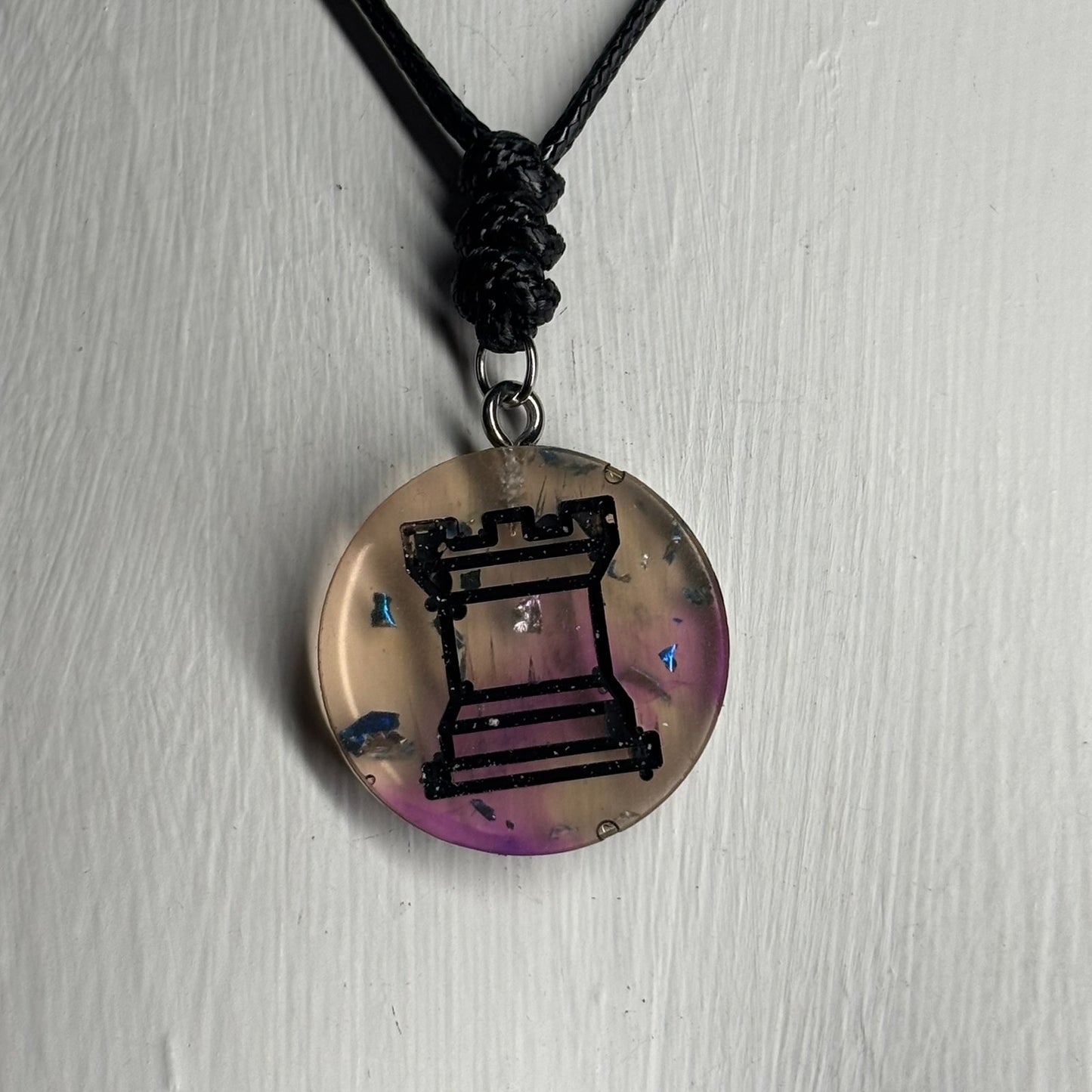 Cosmic Mixed Rook - Handmade Resin Chess Necklace