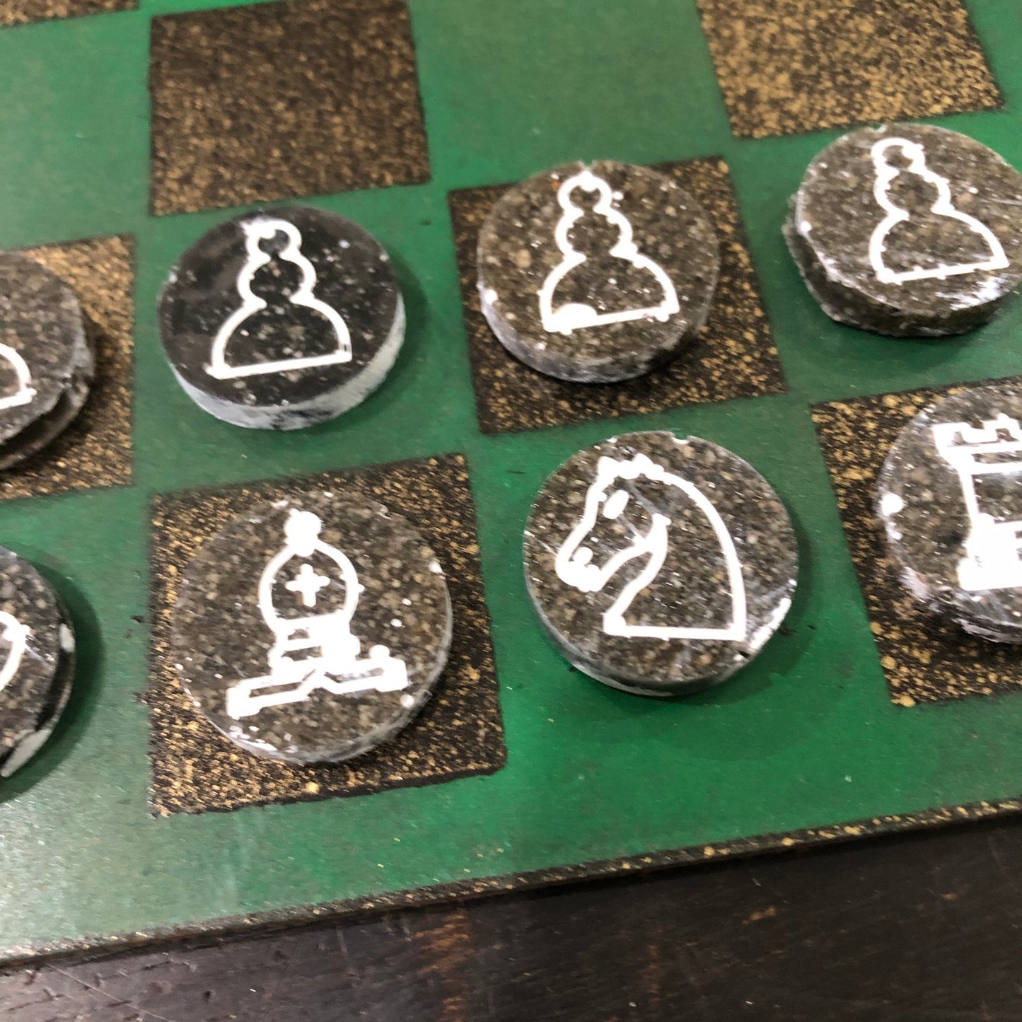 Golden Green - Painted Chess Set