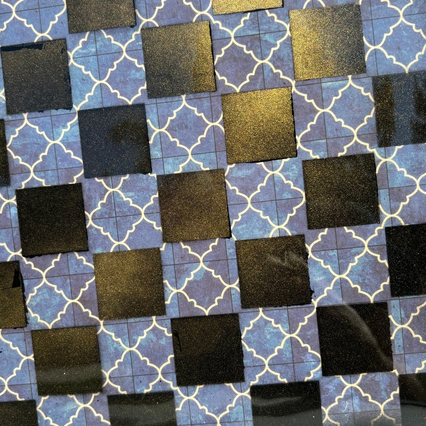 Golden Vintage Blue - Resin Coated Chess Board