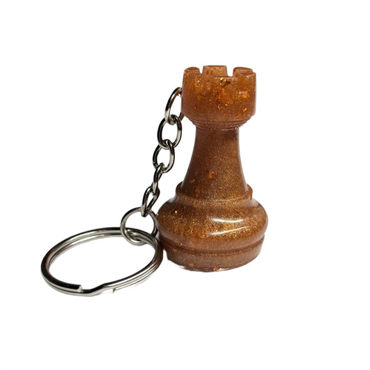Orange Lava Rook - Handmade Resin Keychain