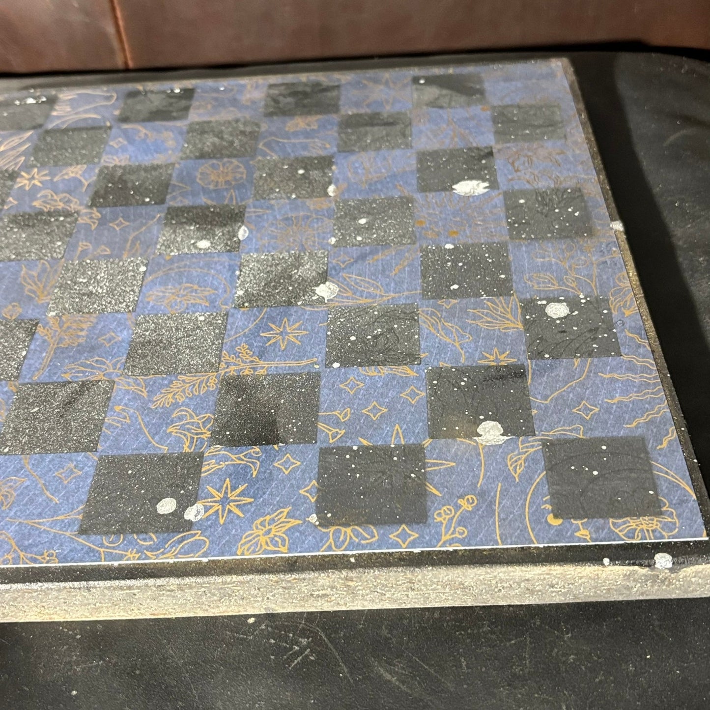 Dark Blue Golden Linings - Scrapbook Chess Board
