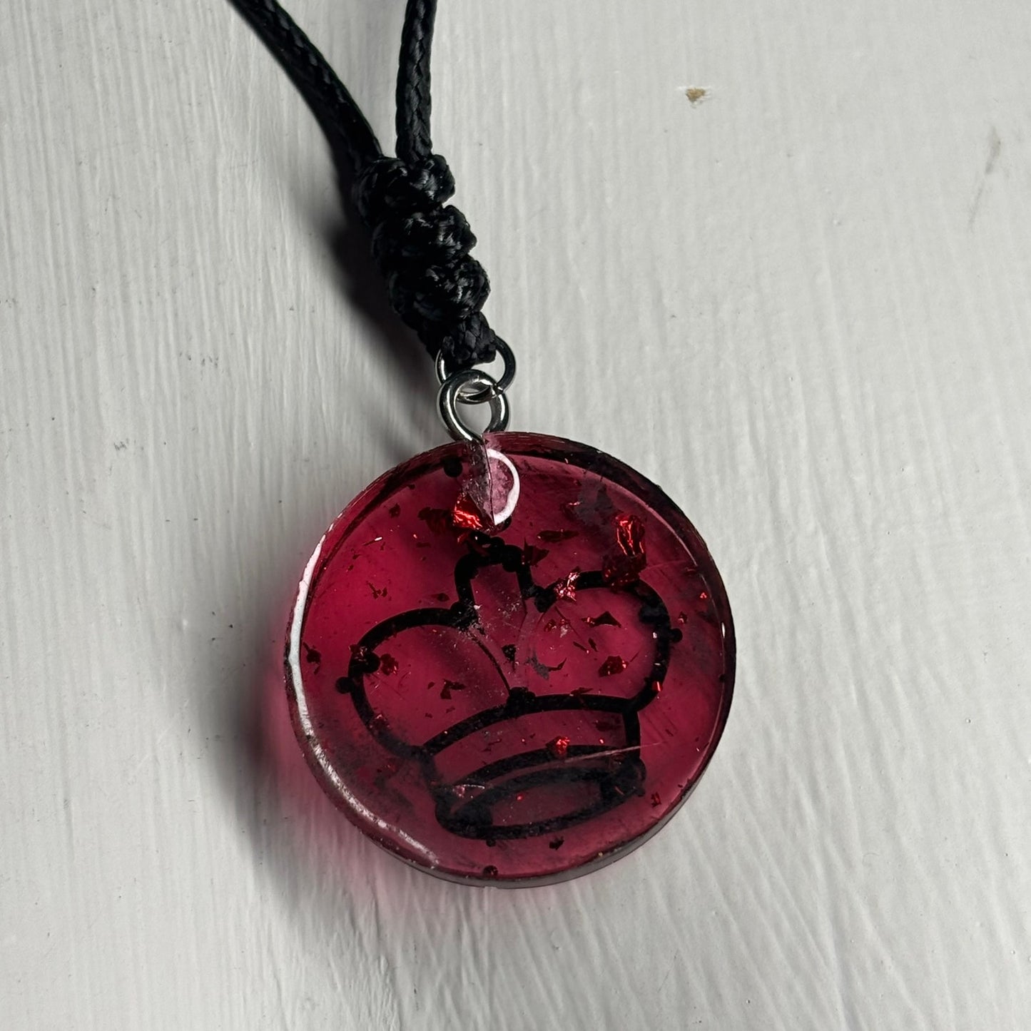 Dark Void Red King - Handmade Resin Chess Necklace