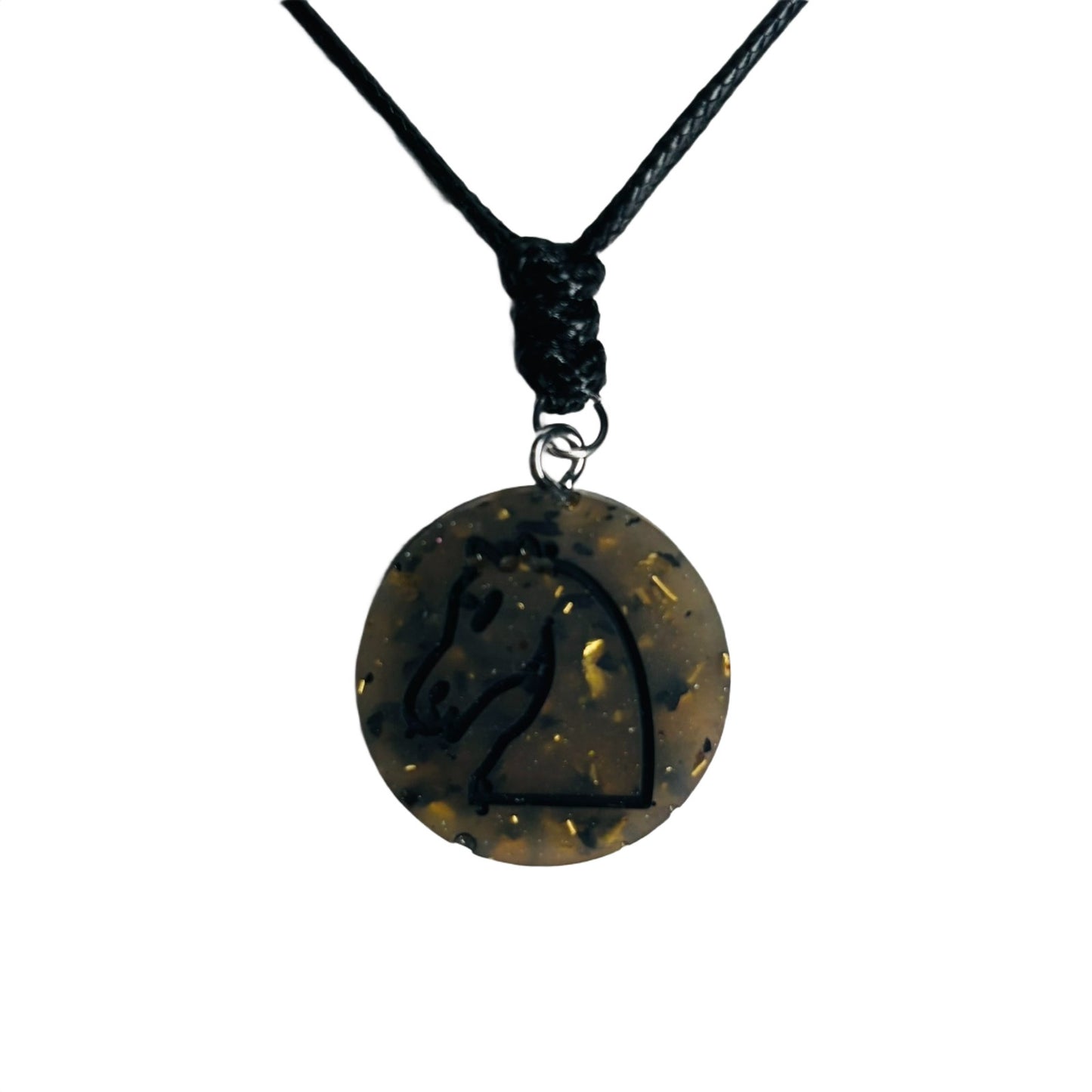 Dark Luxury Knight - Handmade Resin Chess Necklace