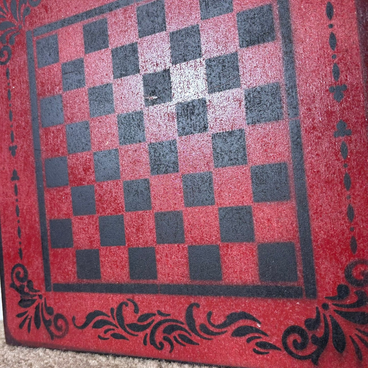 Red & Black - Painted Chess Board