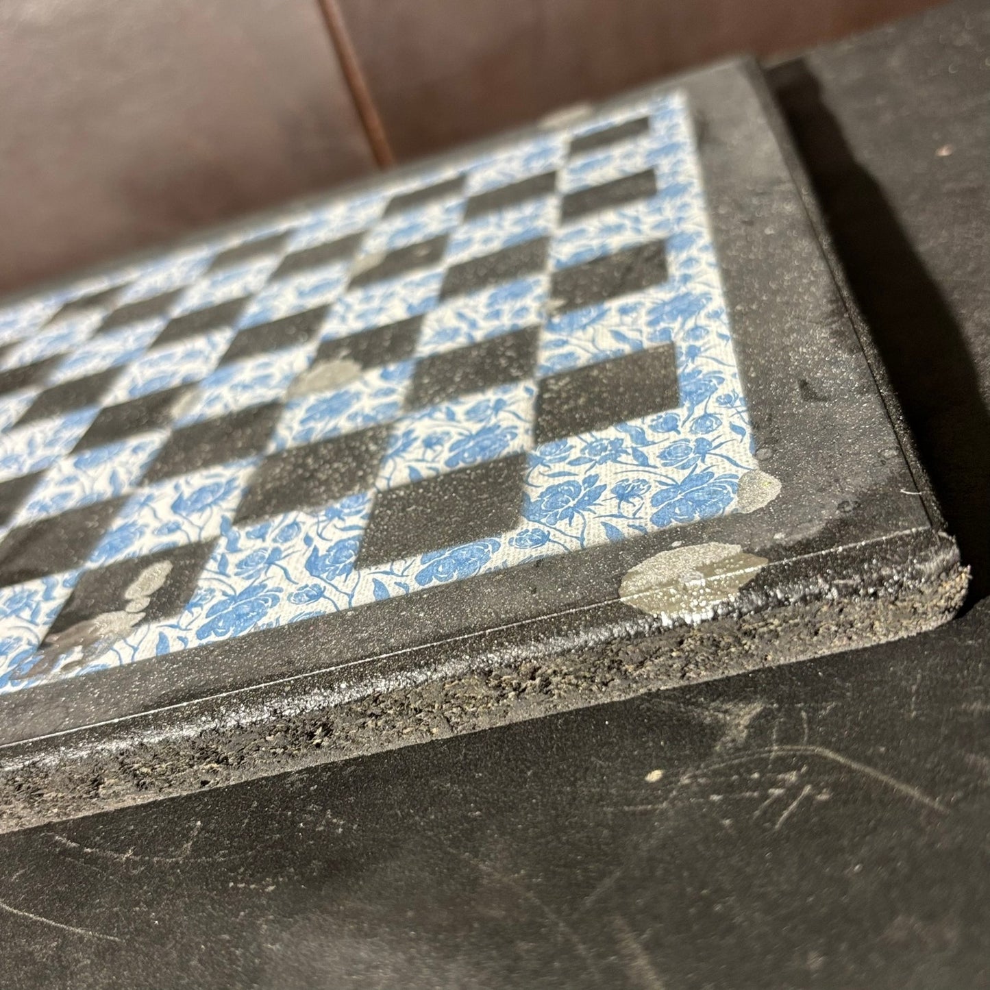 Blue Flowers - Scrapbook Chess Board