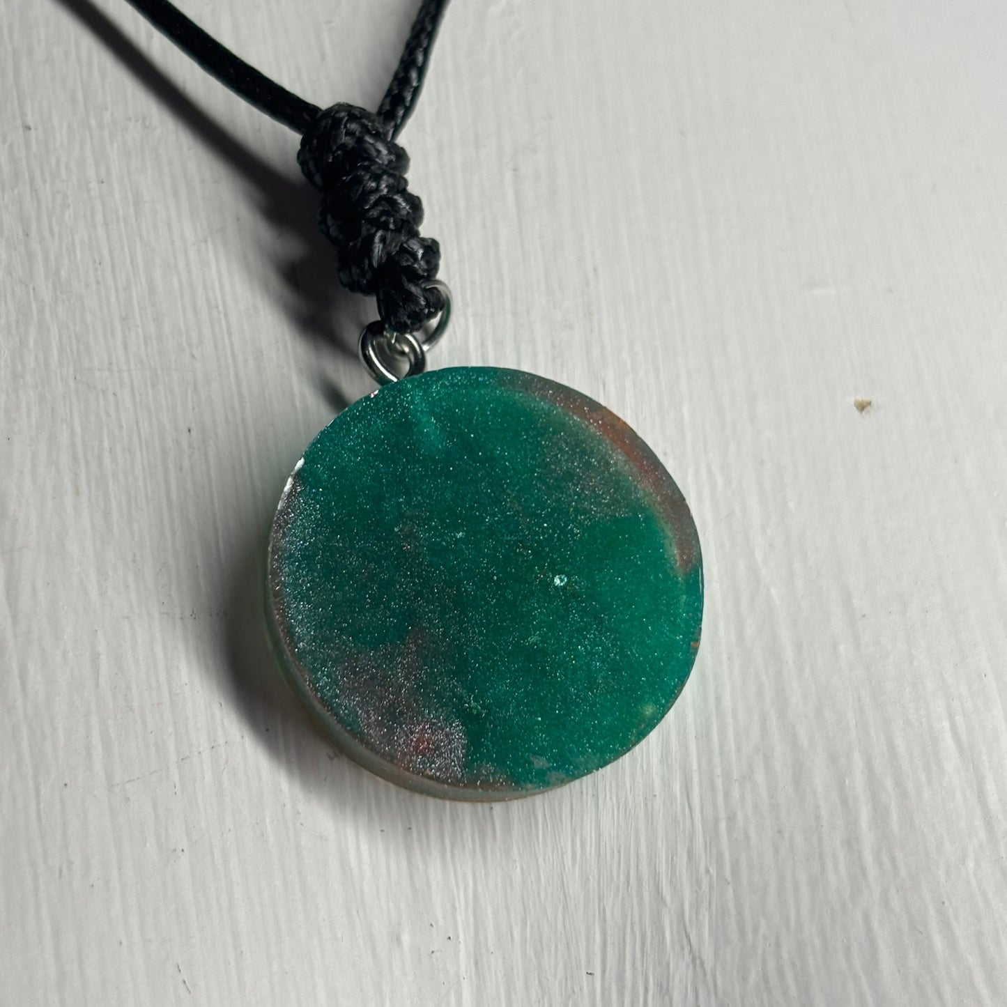 Green & Orange Pawn - Handmade Resin Chess Necklace