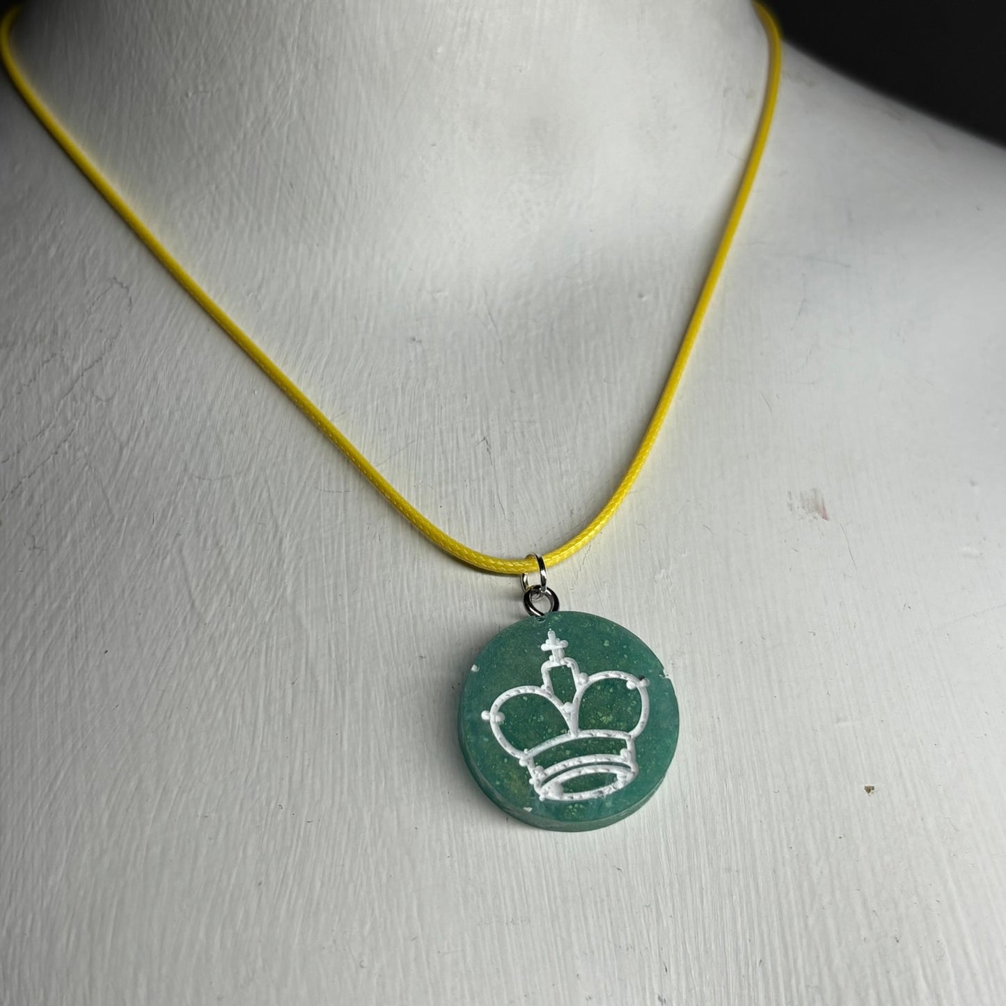 Mint Green King - Handmade Resin Chess Necklace