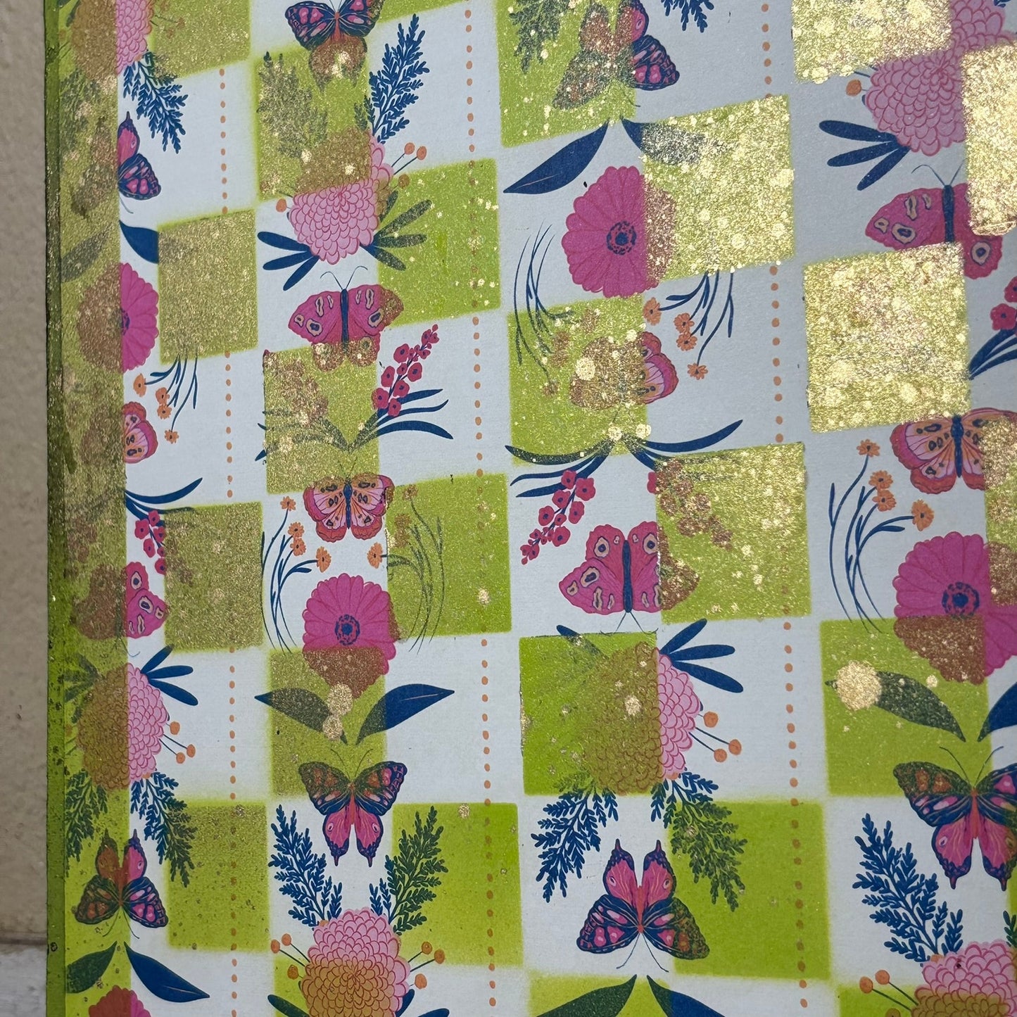 Neon Green Garden - Scrapbook Chess Board