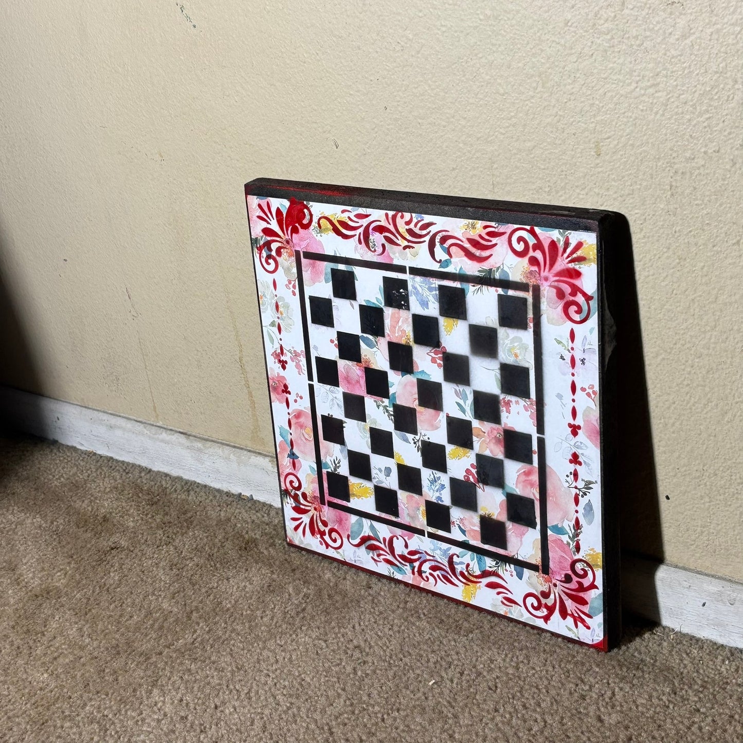 Rose Red Flowers - Scrapbook Chess Board