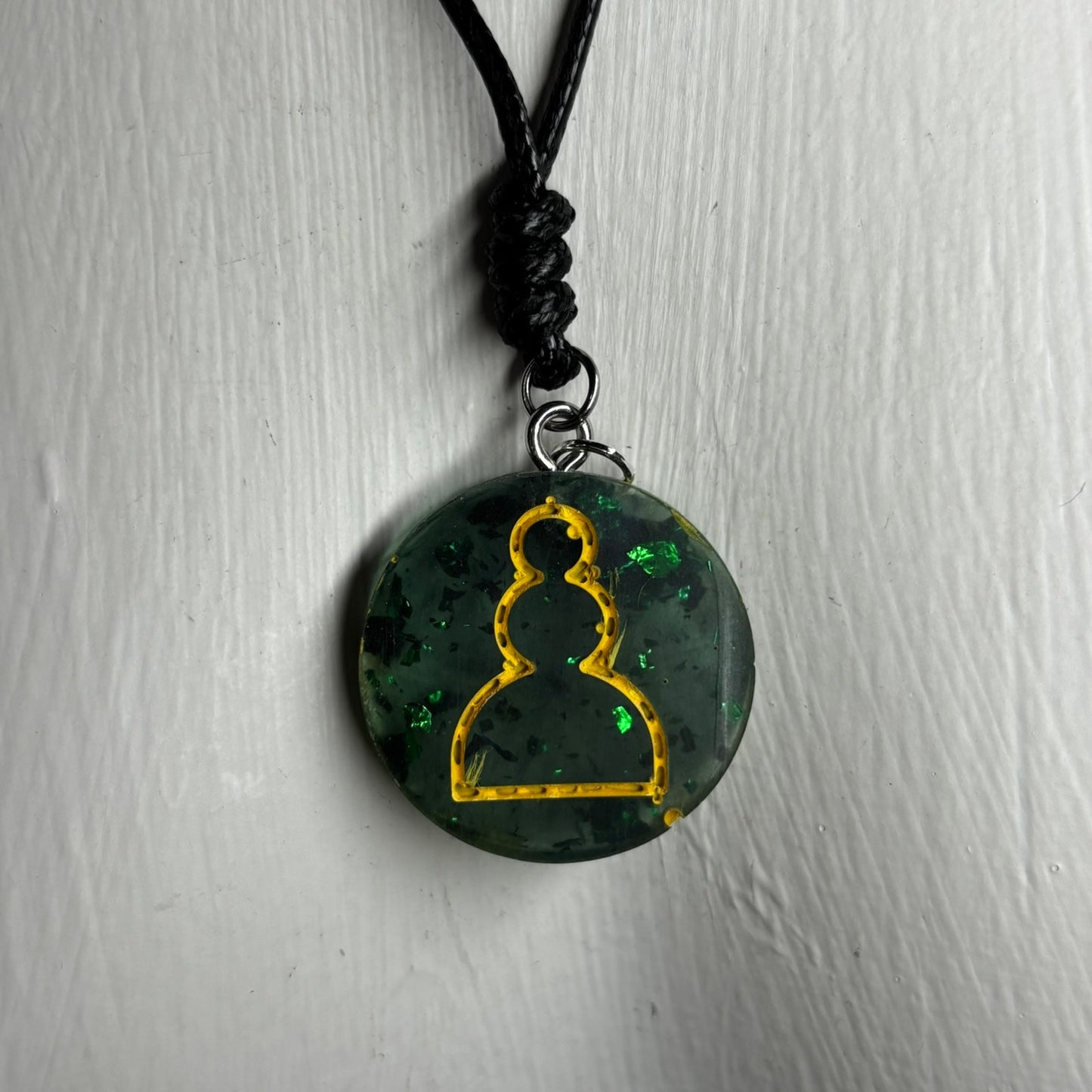Crystal Green Pawn - Handmade Resin Chess Necklace