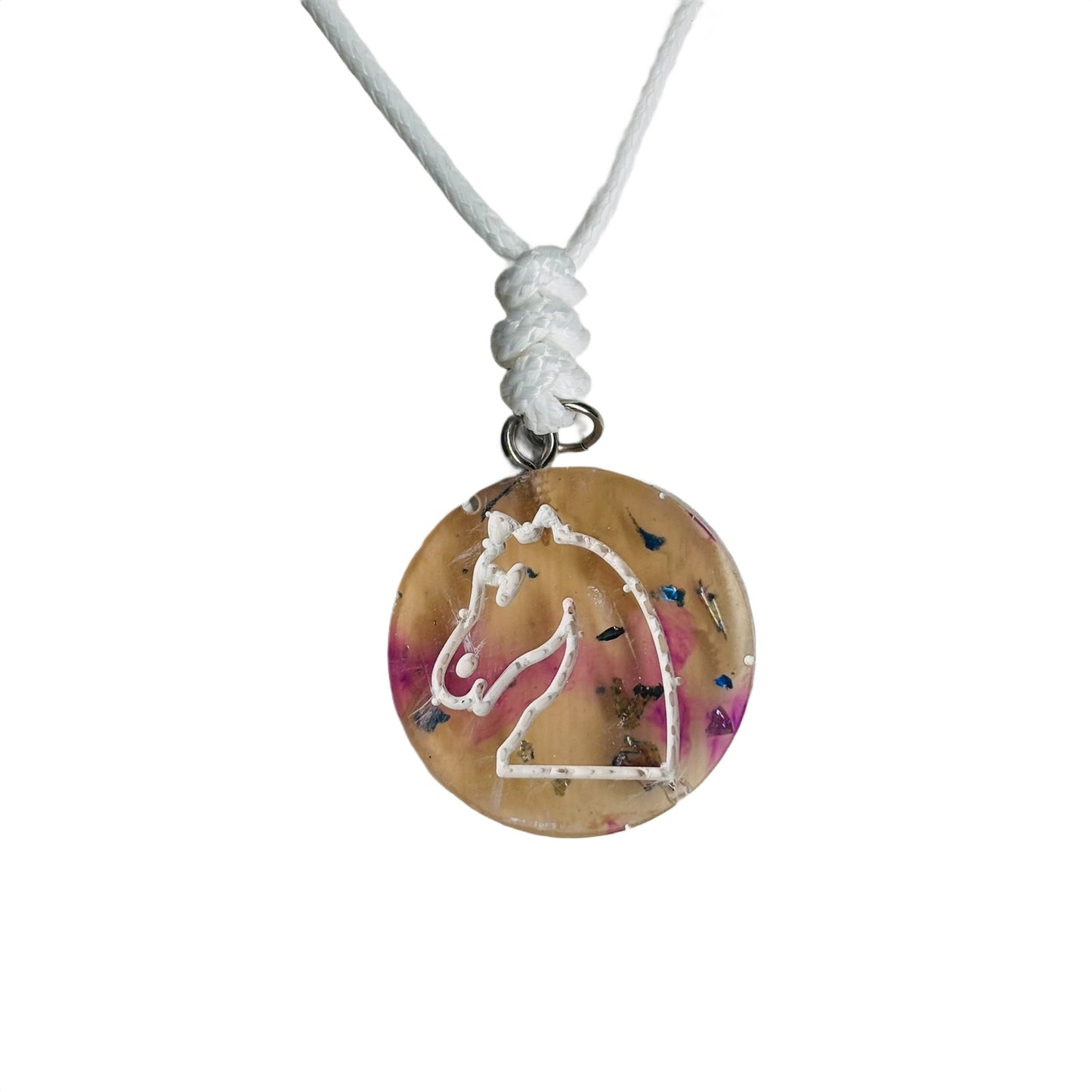 Champagne Yellow Knight - Handmade Resin Chess Necklace