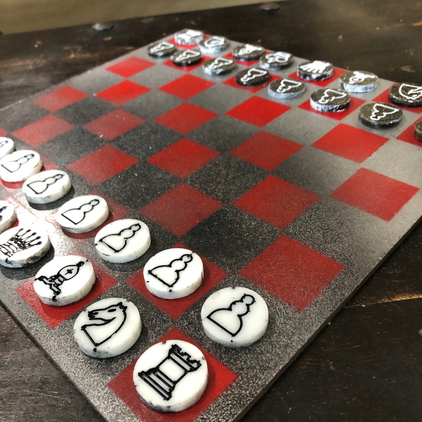Dystopian Red - Painted Chess Set