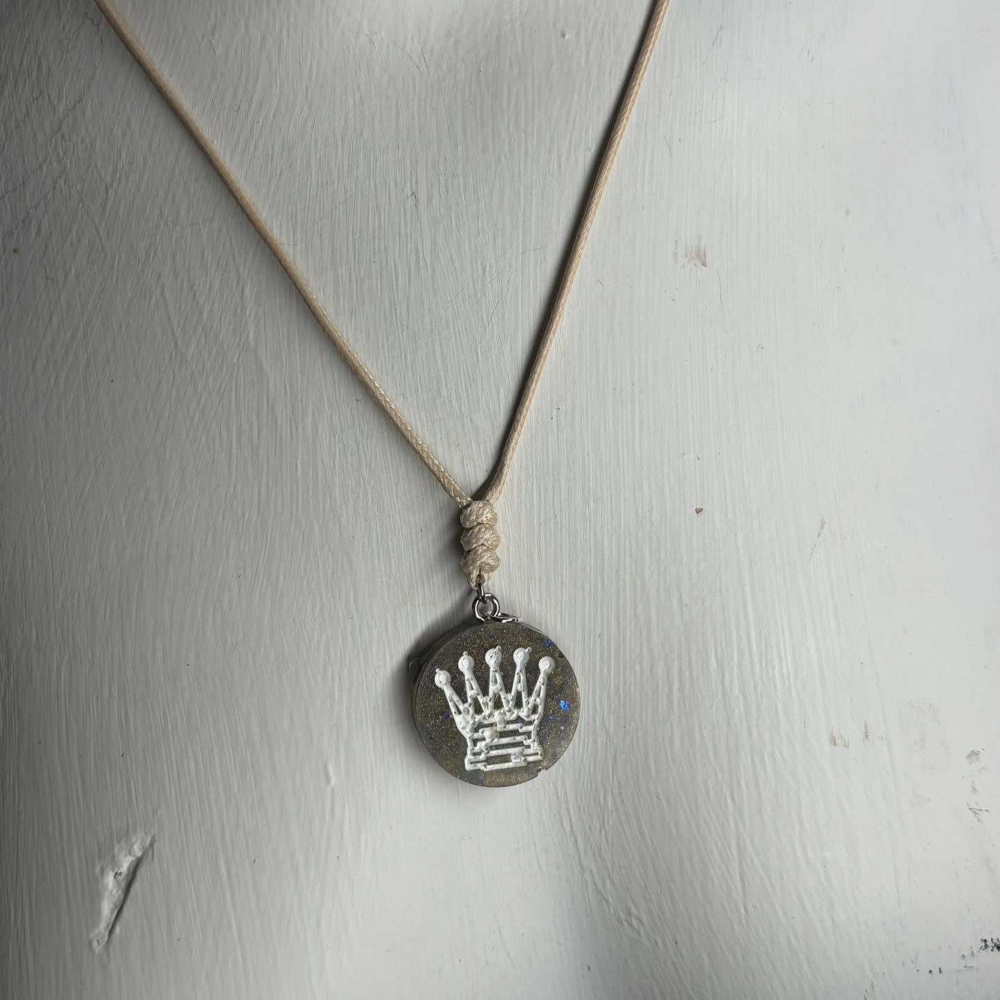 Dark Green Queen - Handmade Resin Chess Necklace